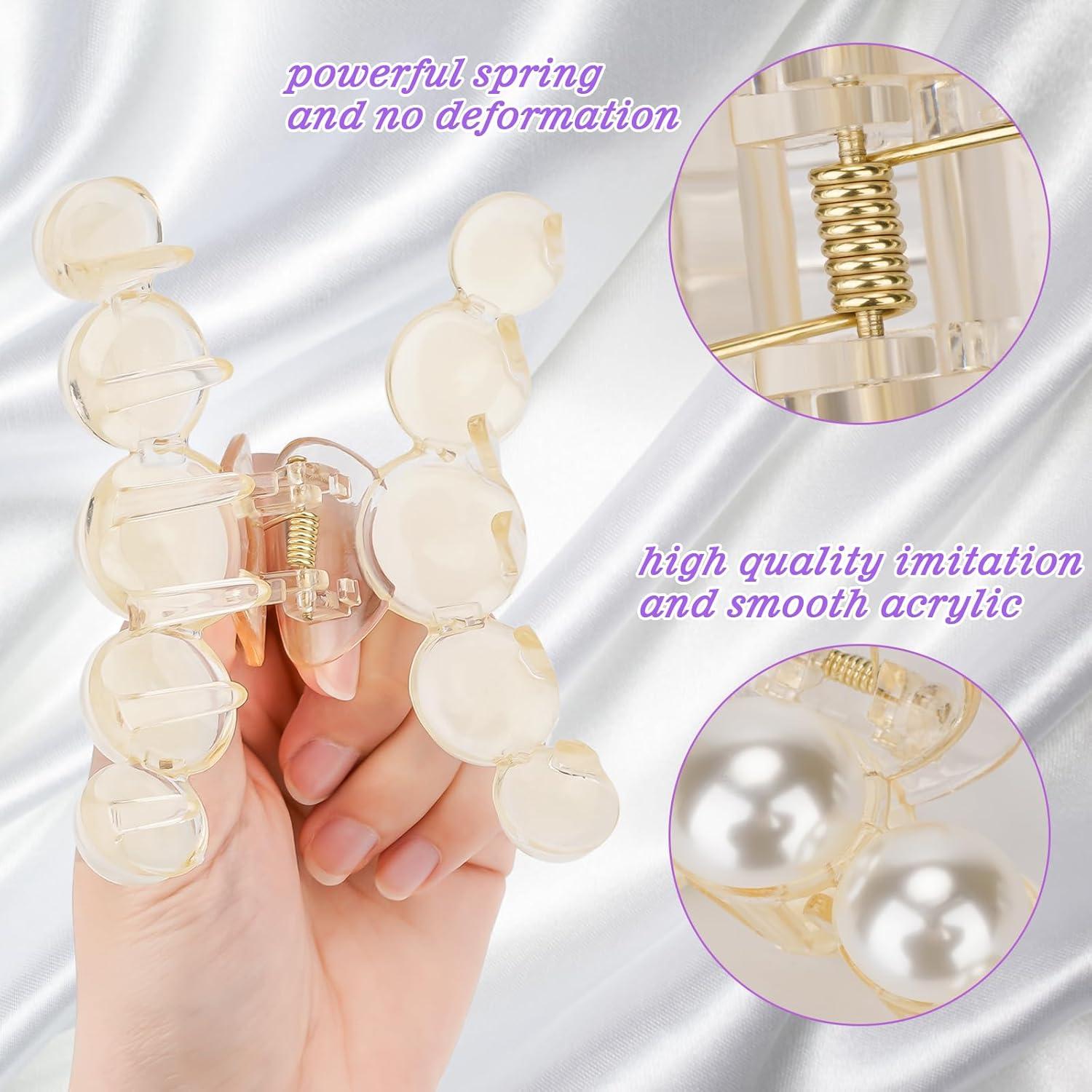 Pinzas para el cabello Leezmark Pearl - 6 Piezas Grandes