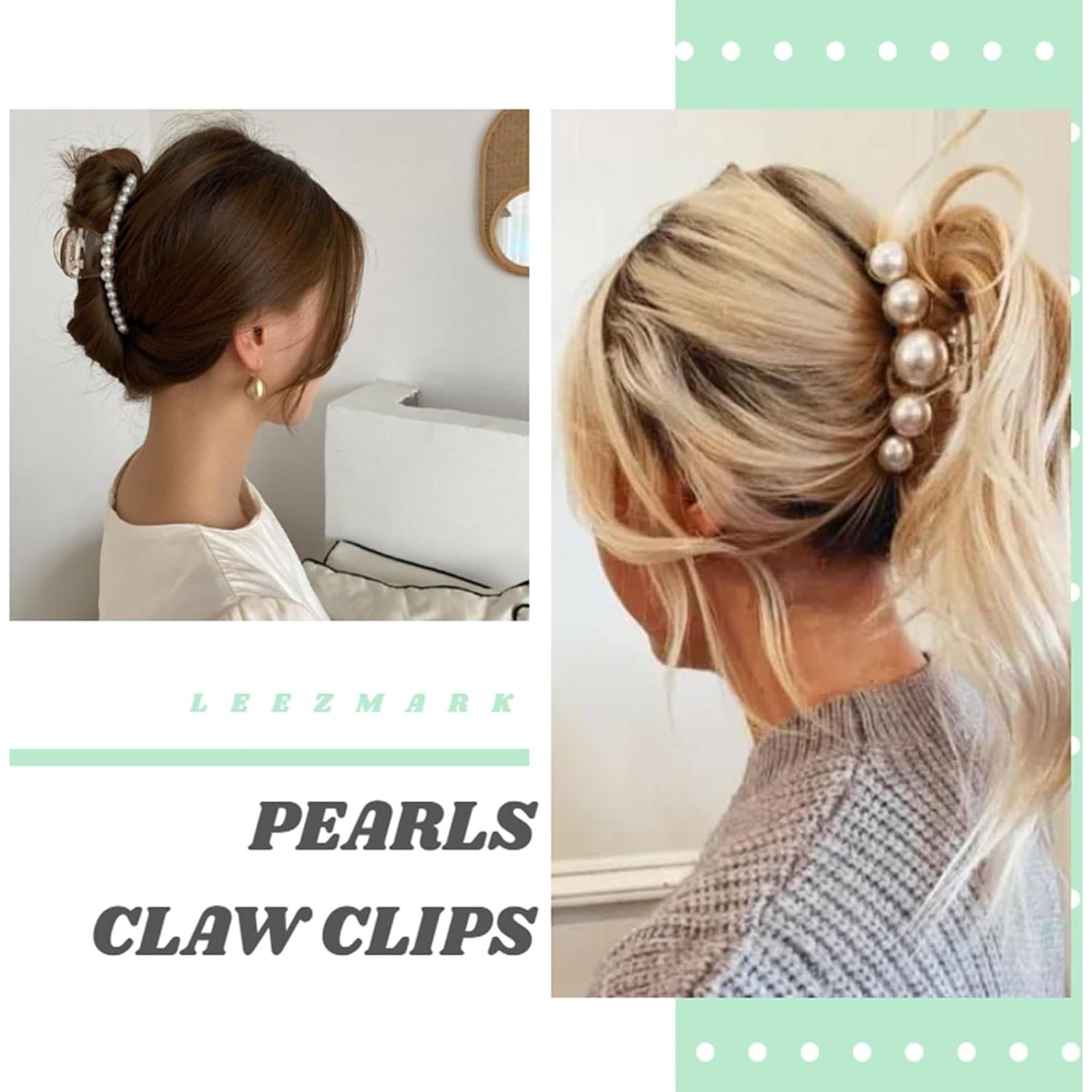 Pinzas para el cabello Leezmark Pearl - 6 Piezas Grandes