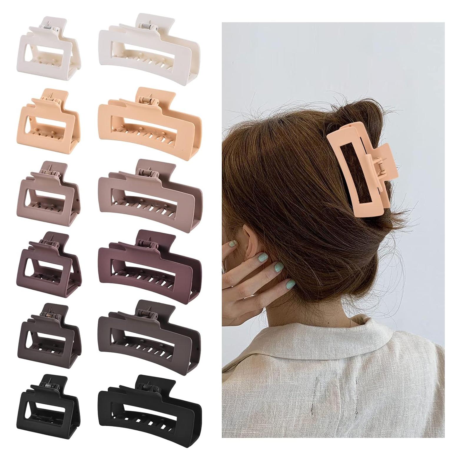 Juego de 12 Clips de Cabello Rectangulares YWMHTB - 6 Grandes y 6 Pequeños