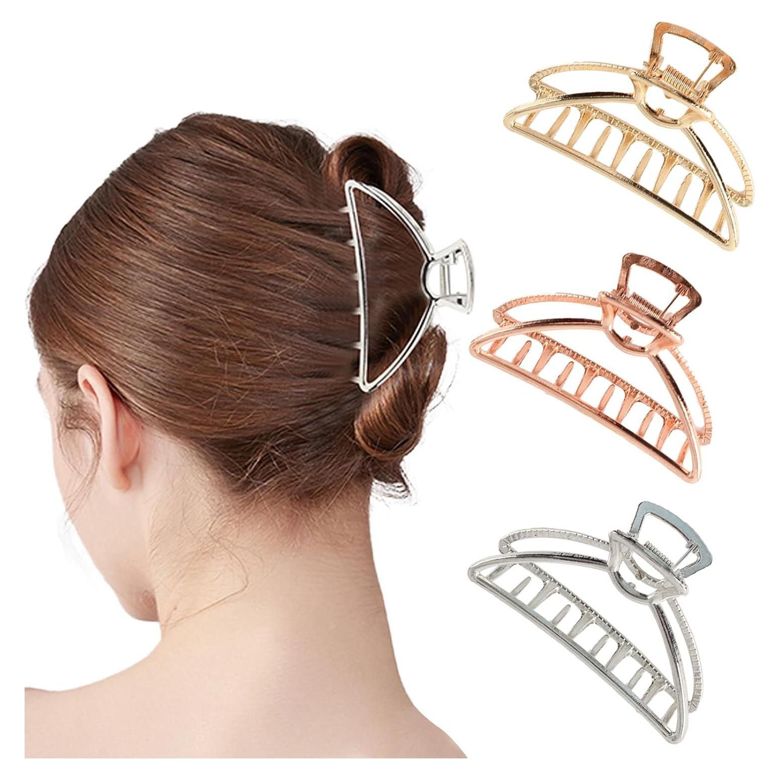 Clips de Garra de Metal VinBee para Cabello Grueso - 3 Piezas