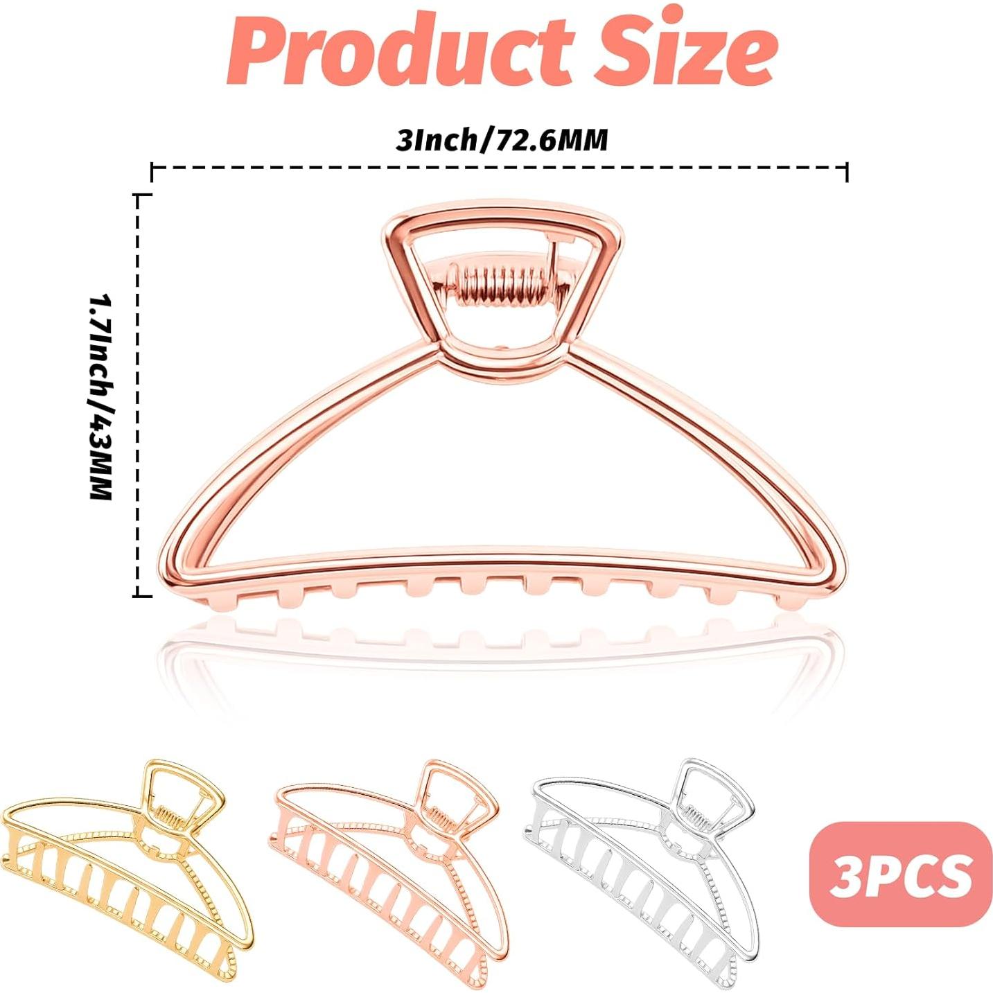 Clips de Garra de Metal VinBee para Cabello Grueso - 3 Piezas