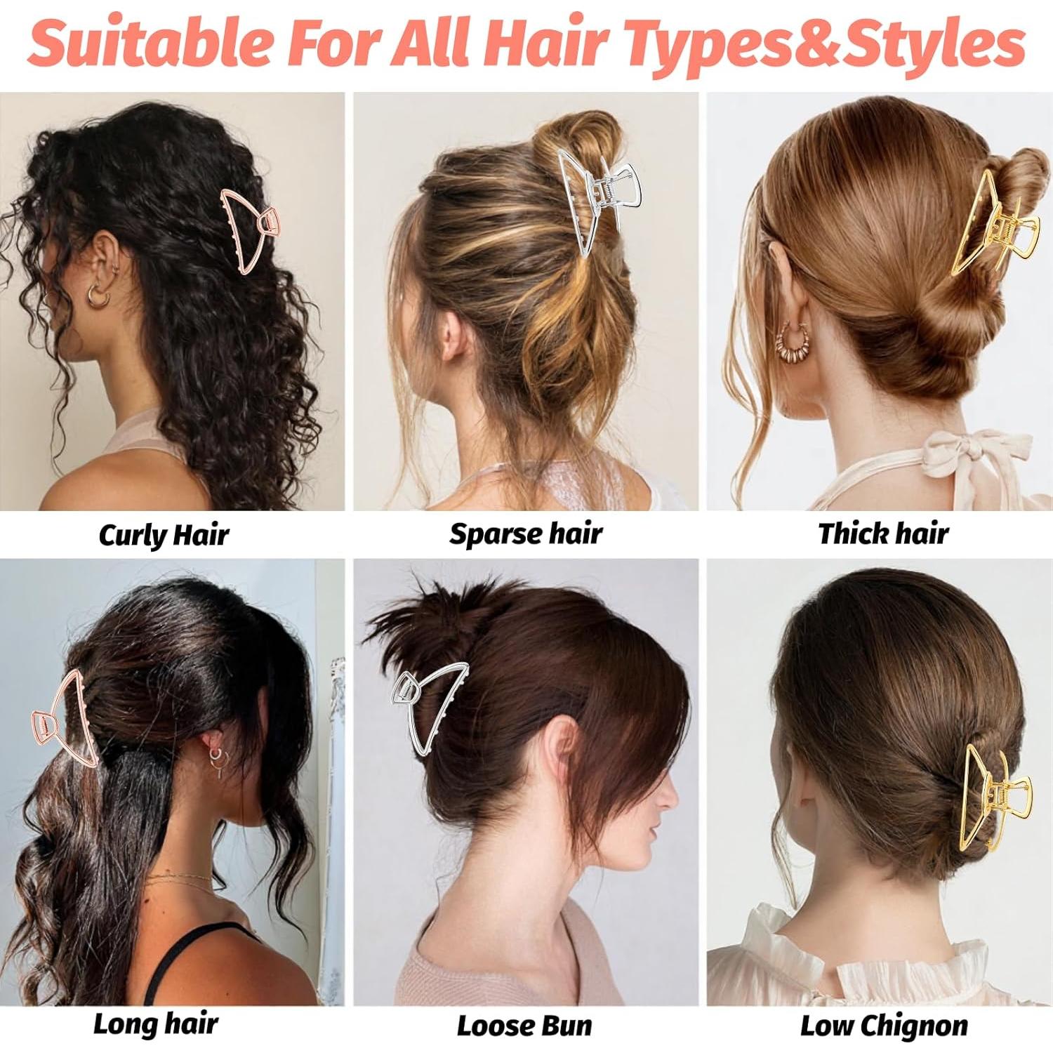 Clips de Garra de Metal VinBee para Cabello Grueso - 3 Piezas