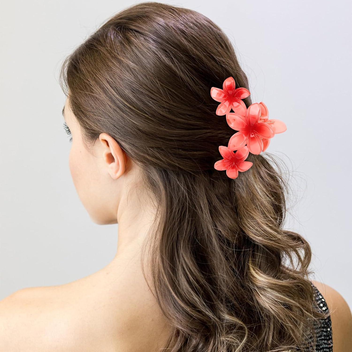 Garras para el cabello con flores Amariver - 4 Clips Hawaianos