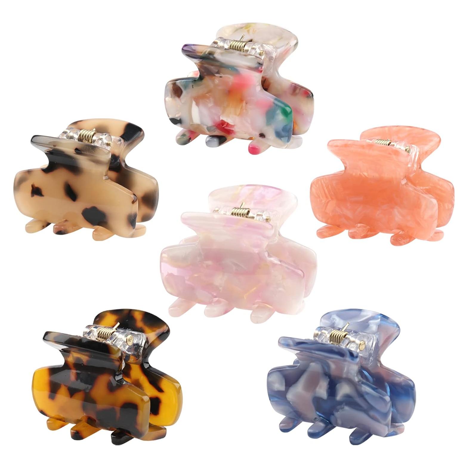 6 Clips de Garra para el Cabello Messen Mini Estampado Leopardo