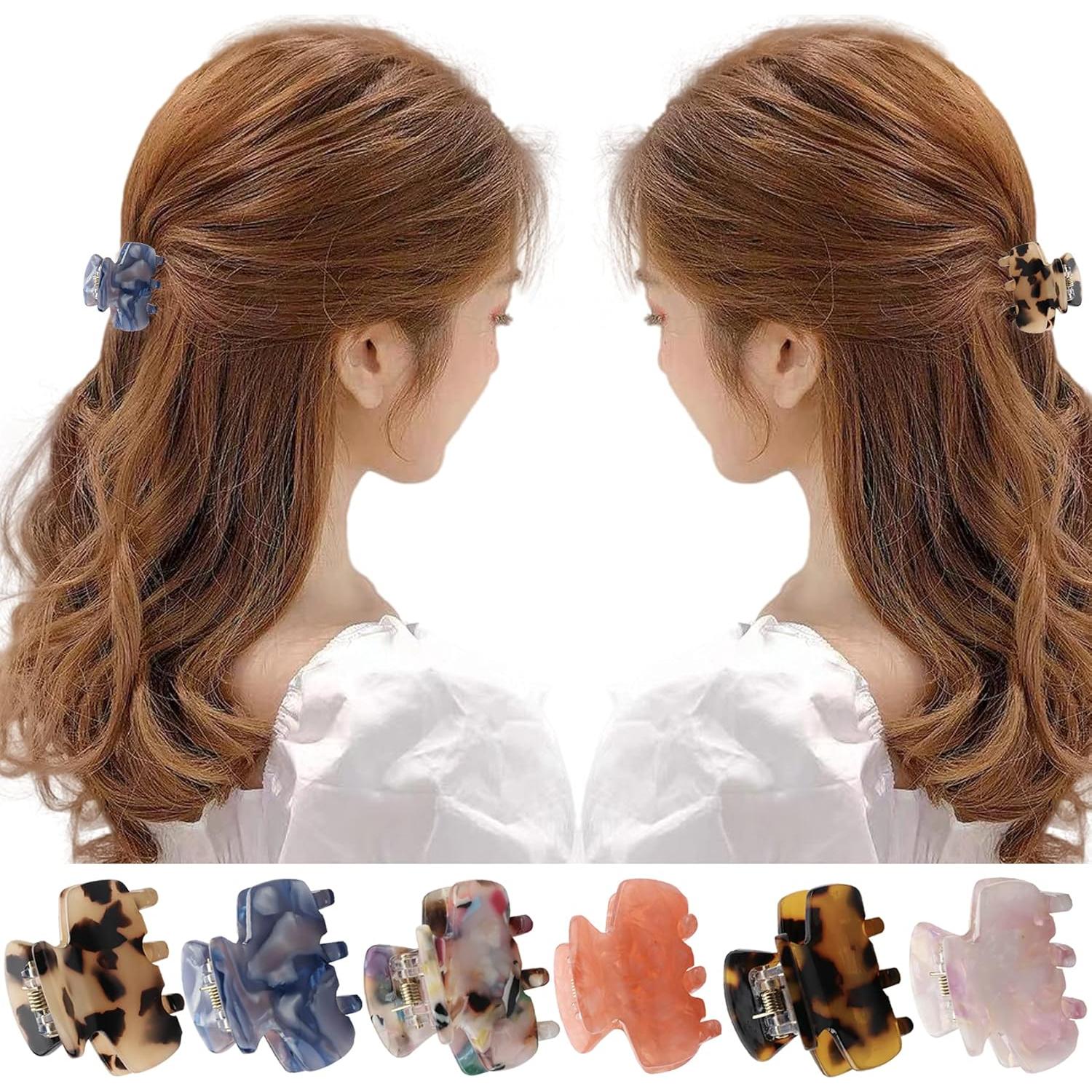 6 Clips de Garra para el Cabello Messen Mini Estampado Leopardo