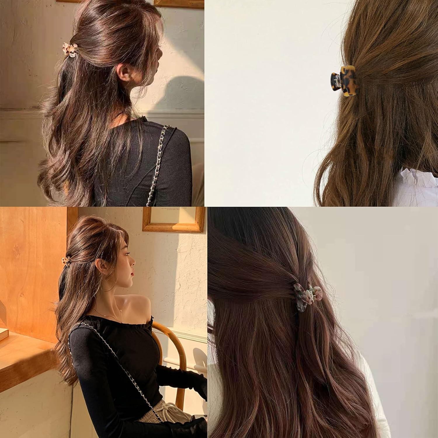 6 Clips de Garra para el Cabello Messen Mini Estampado Leopardo