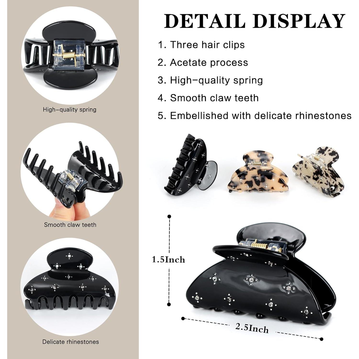 Clips de Garra Medianos VCKOVCKO Leopardo - 3 Piezas