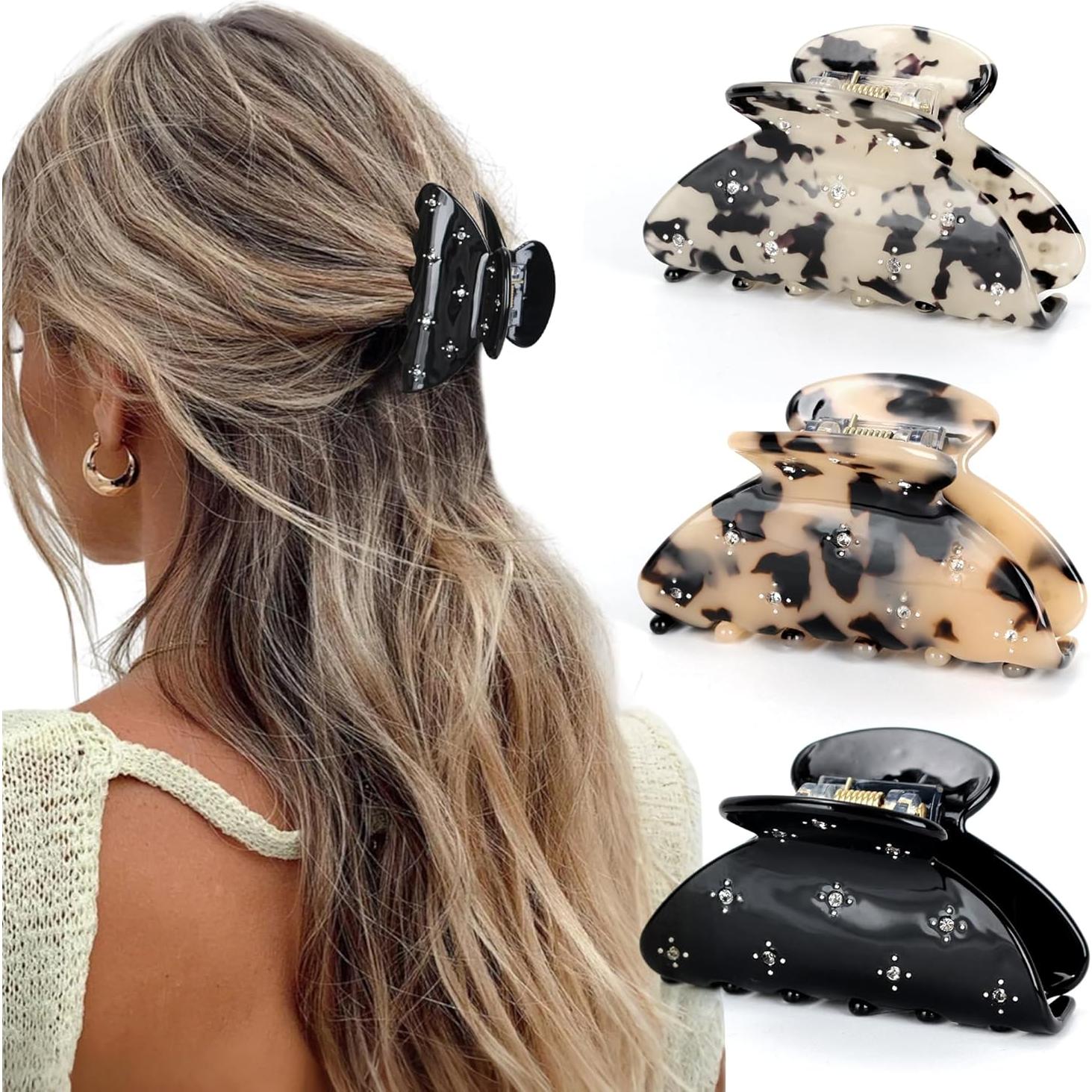 Clips de Garra Medianos VCKOVCKO Leopardo - 3 Piezas