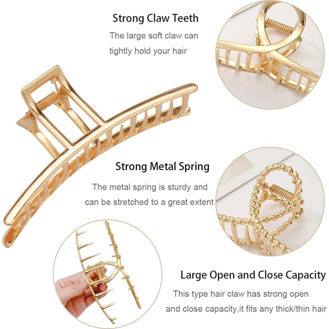 Paquete de 4 Clips de Pelo Metálicos Dorados 10.9 cm - Parcce