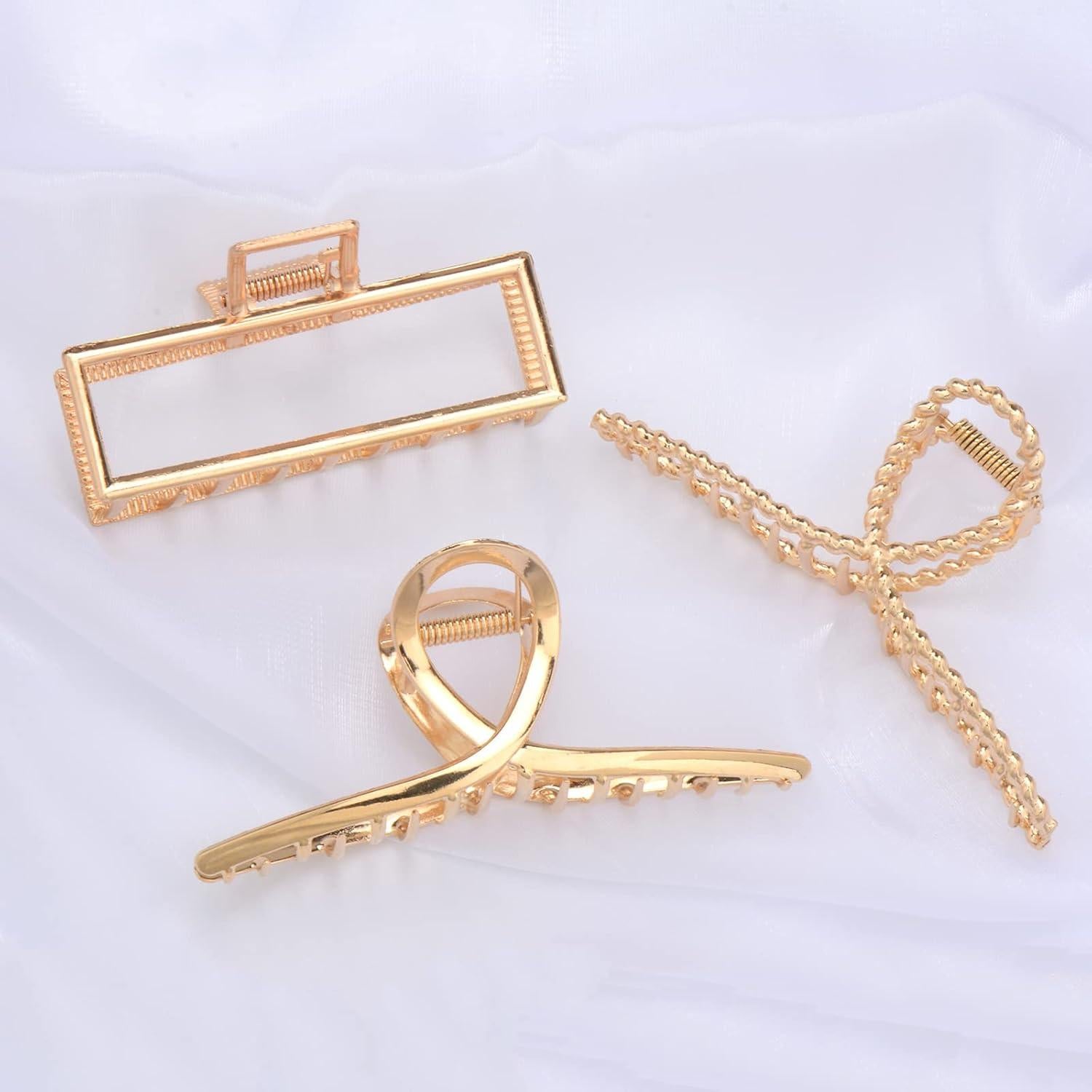 Paquete de 4 Clips de Pelo Metálicos Dorados 10.9 cm - Parcce