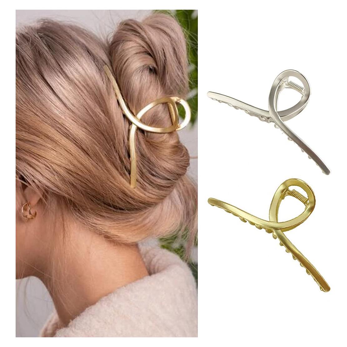 Pinzas para el cabello Brinie de metal dorado - 2 piezas