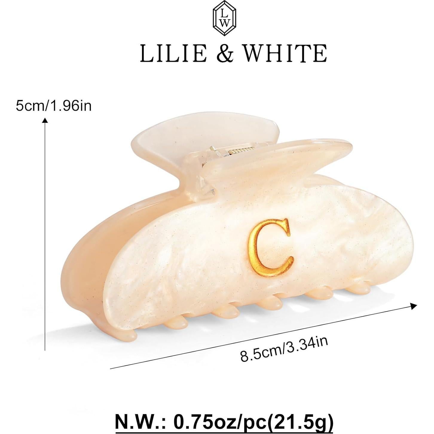 Clips de Pelo Acrílicos LILIE&WHITE Letra C Elegantes 8.5x5 cm