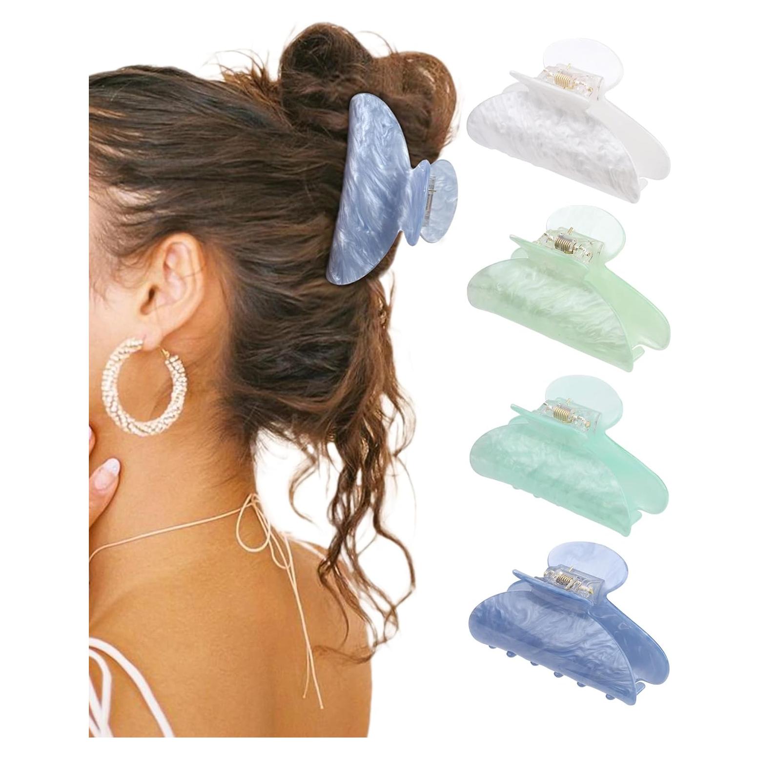 Clips de Cabello HAIMEIKANG 4Pcs Acrílico Antideslizantes