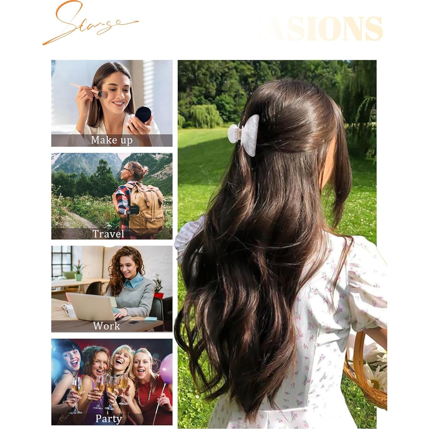 Clips de Cabello HAIMEIKANG 4Pcs Acrílico Antideslizantes