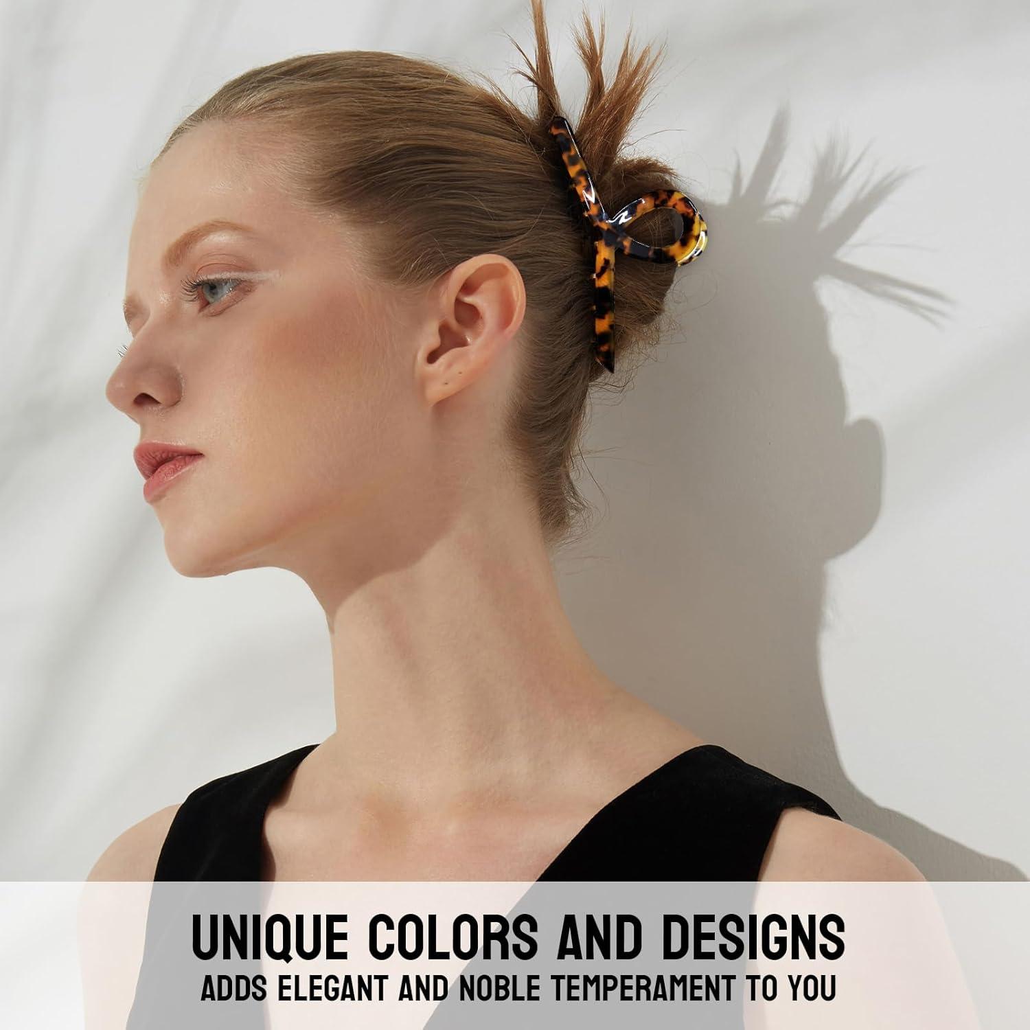 Pinzas de Pelo Metálicas Grandes MEDOCA - Doradas con Estampado de Leopardo