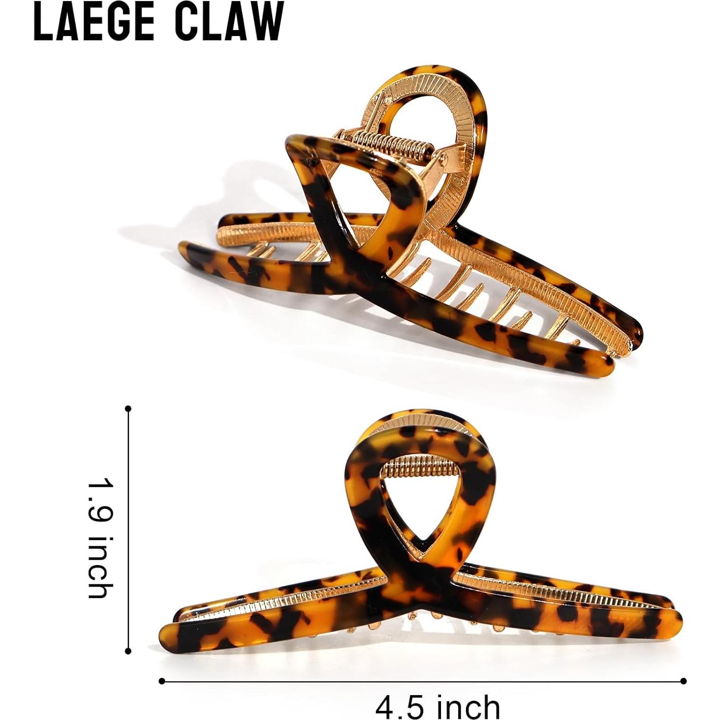 Pinzas de Pelo Metálicas Grandes MEDOCA - Doradas con Estampado de Leopardo