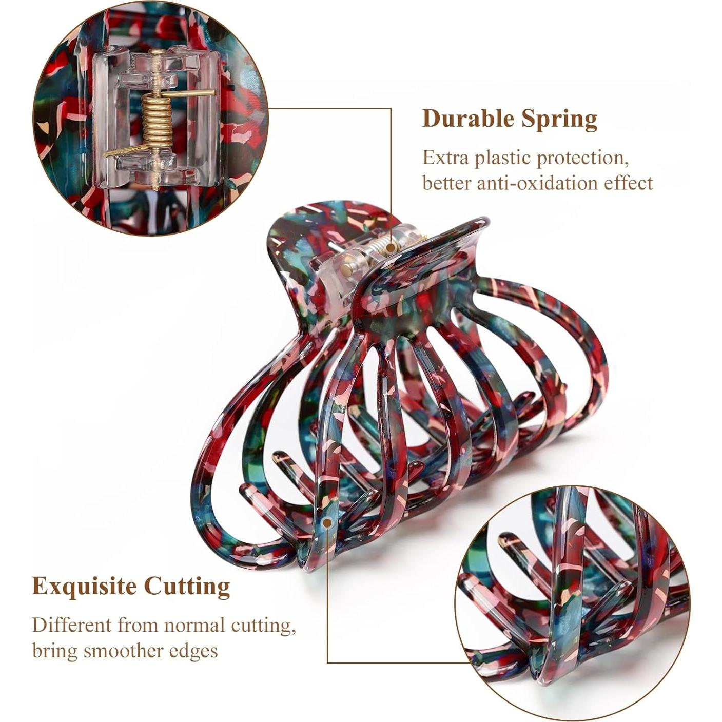 Pinzas para el cabello Shinowa, 2 piezas bohemias grandes 8.8x6x4 cm