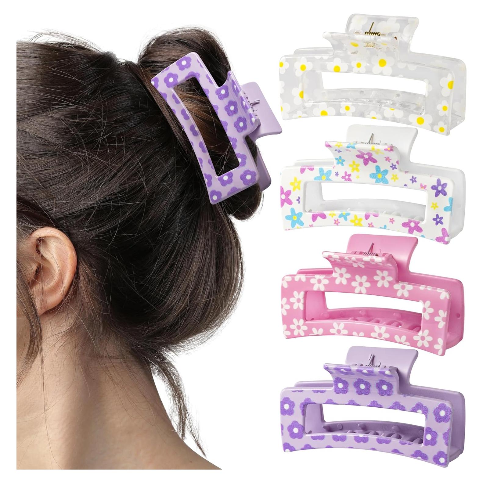 Clips de Pelo con Flores PANTIDE - 4 Piezas Antideslizantes