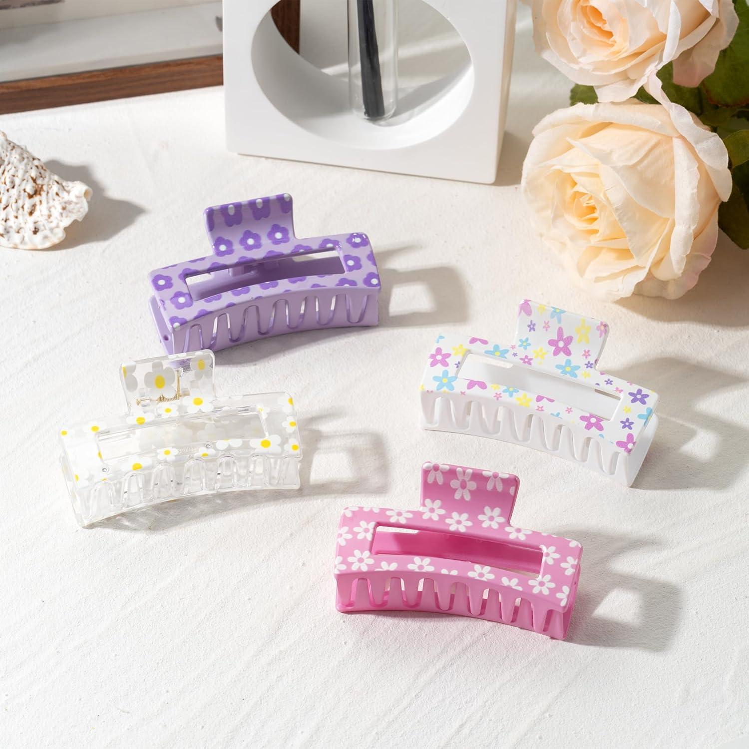 Clips de Pelo con Flores PANTIDE - 4 Piezas Antideslizantes