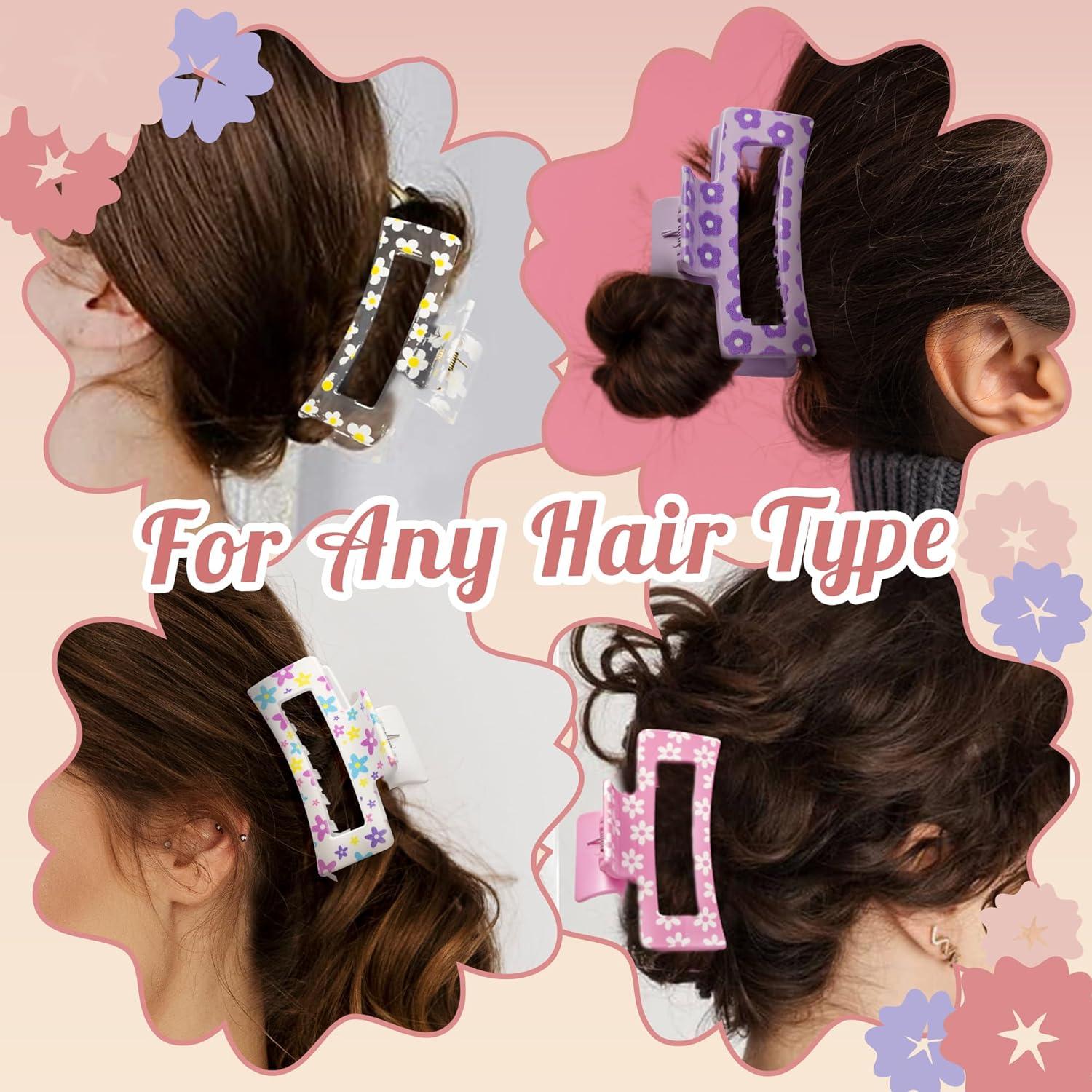 Clips de Pelo con Flores PANTIDE - 4 Piezas Antideslizantes