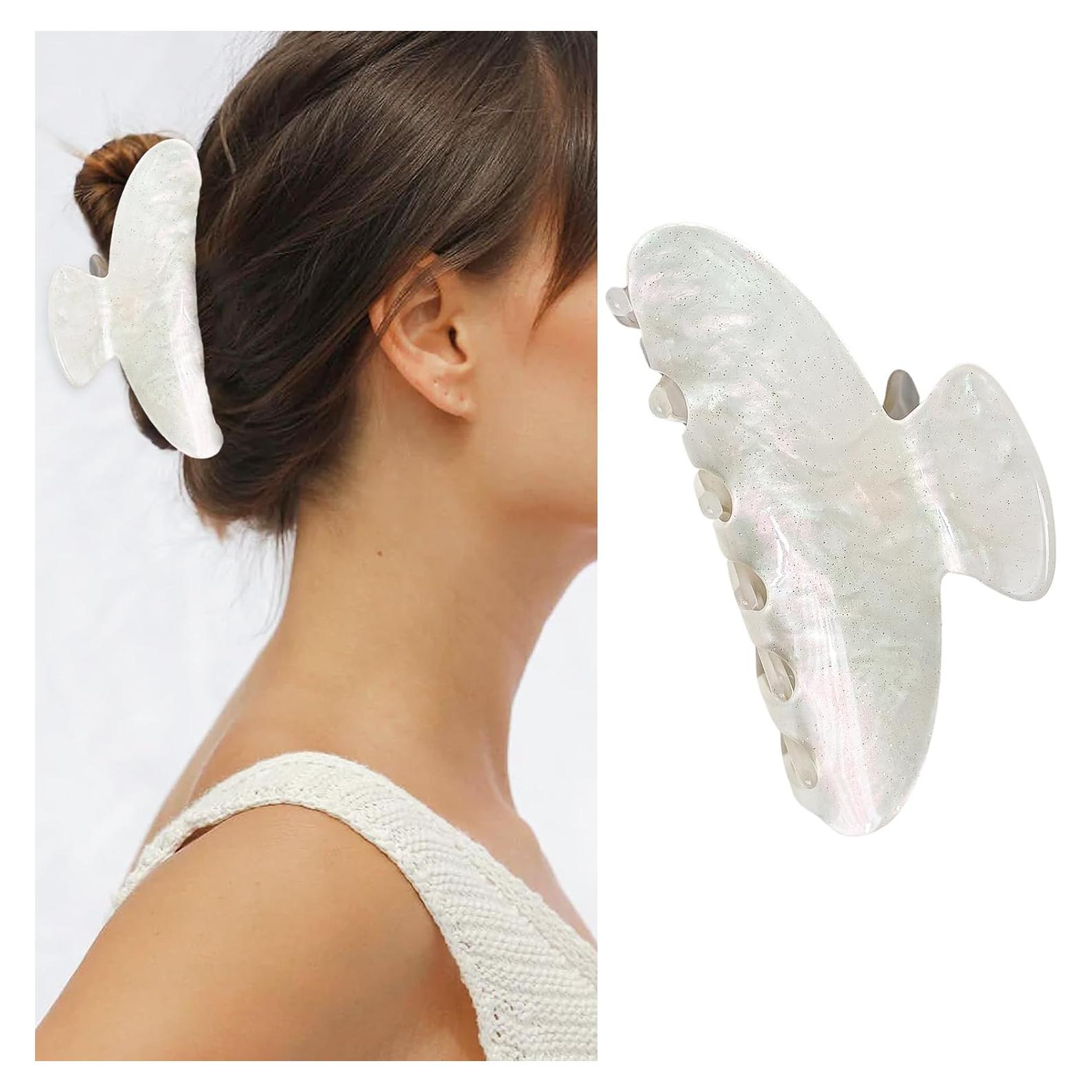 Pinza de cabello mediana AIUPUOC blanca para cabello fino