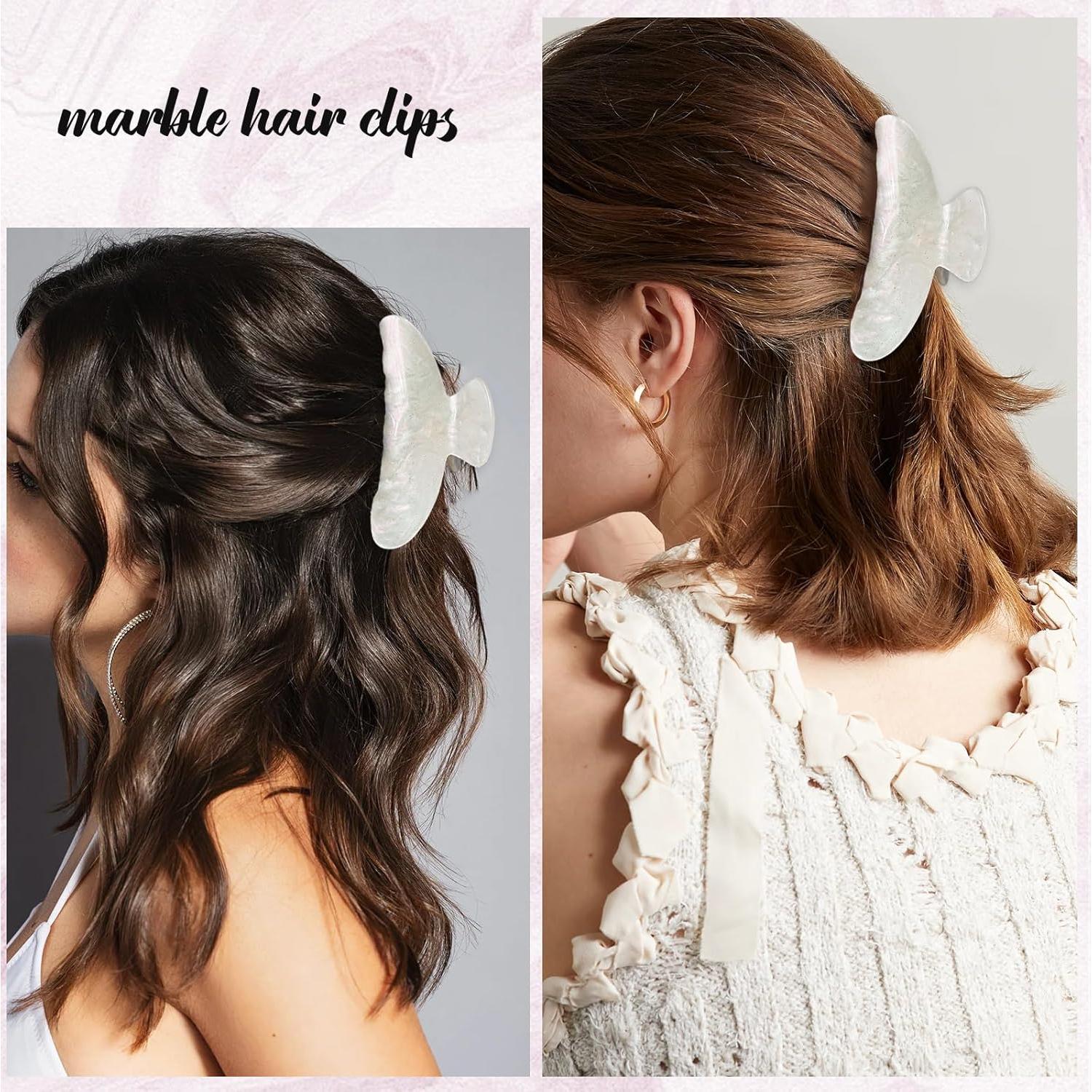 Pinza de cabello mediana AIUPUOC blanca para cabello fino