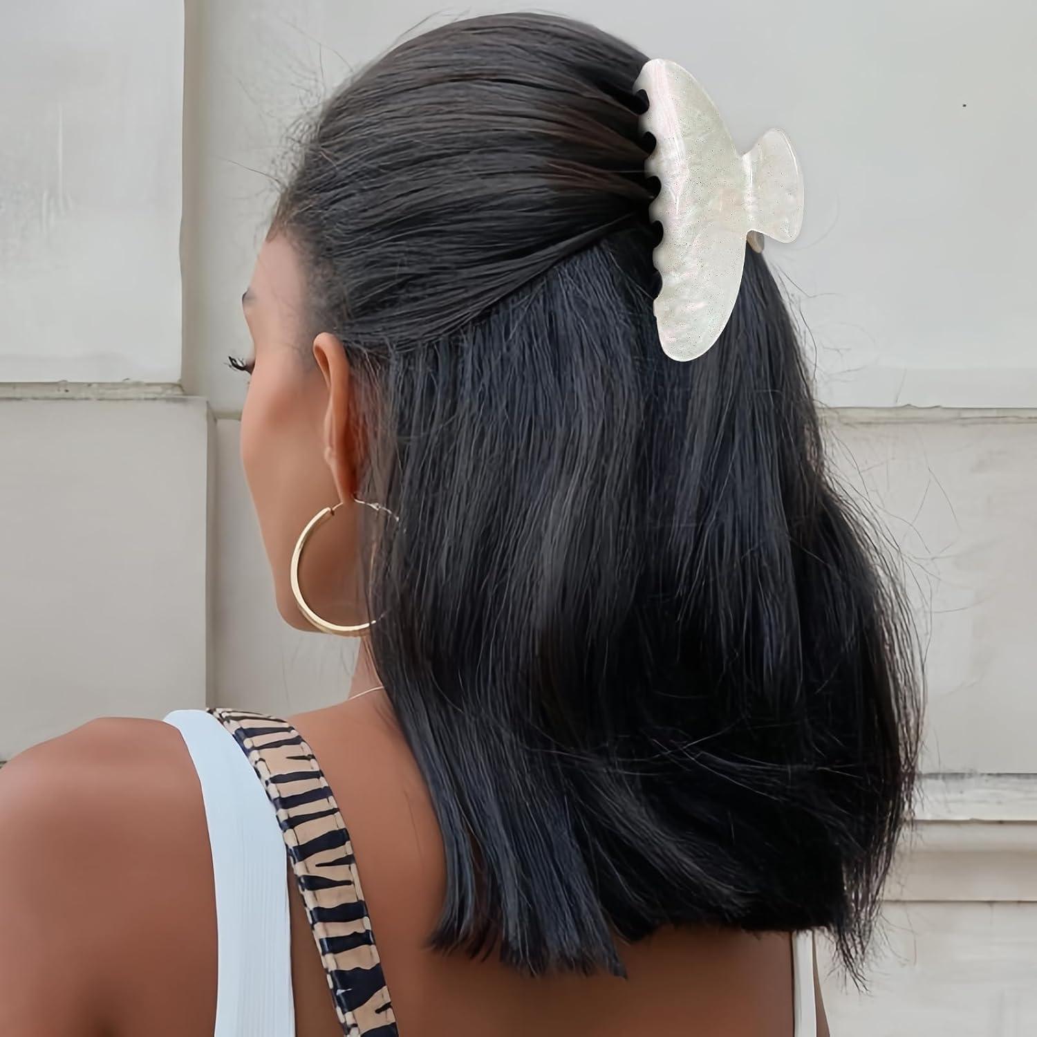 Pinza de cabello mediana AIUPUOC blanca para cabello fino