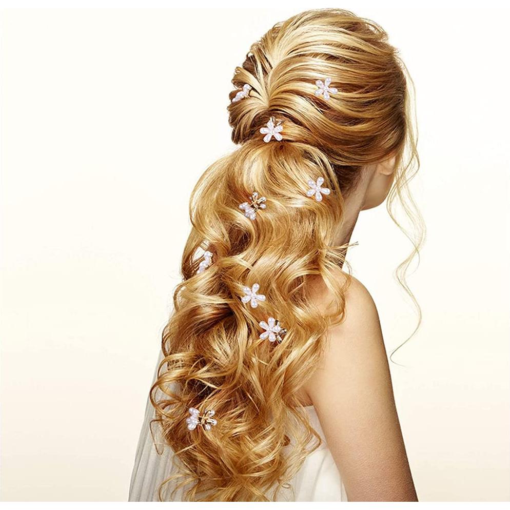 10 Mini Clips de Garra de Perlas LINXI - Diseño Floral Dulce