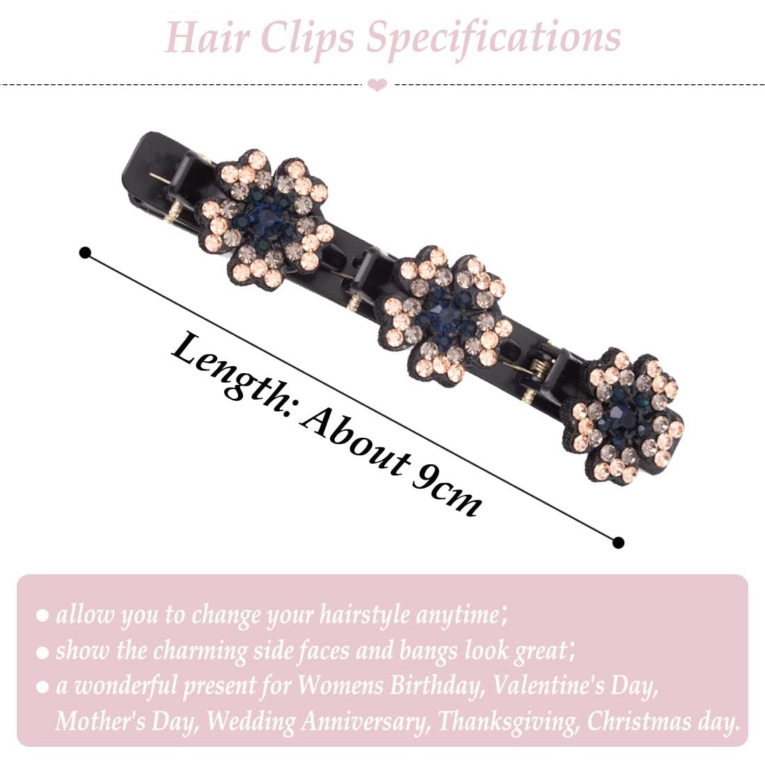 Pinzas de Pelo Trenzadas FDBJulyy - 8 Pcs, Cristal Brillante