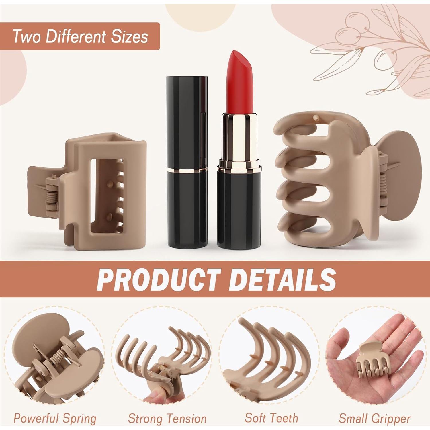 Set de 8 Clips de Garra Mate Auseibeely para Cabello Fino