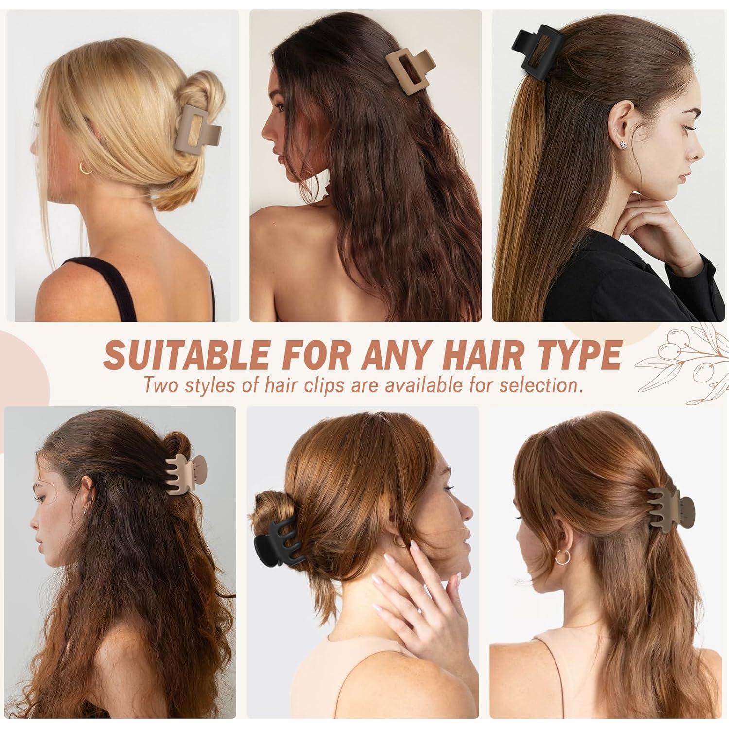 Set de 8 Clips de Garra Mate Auseibeely para Cabello Fino