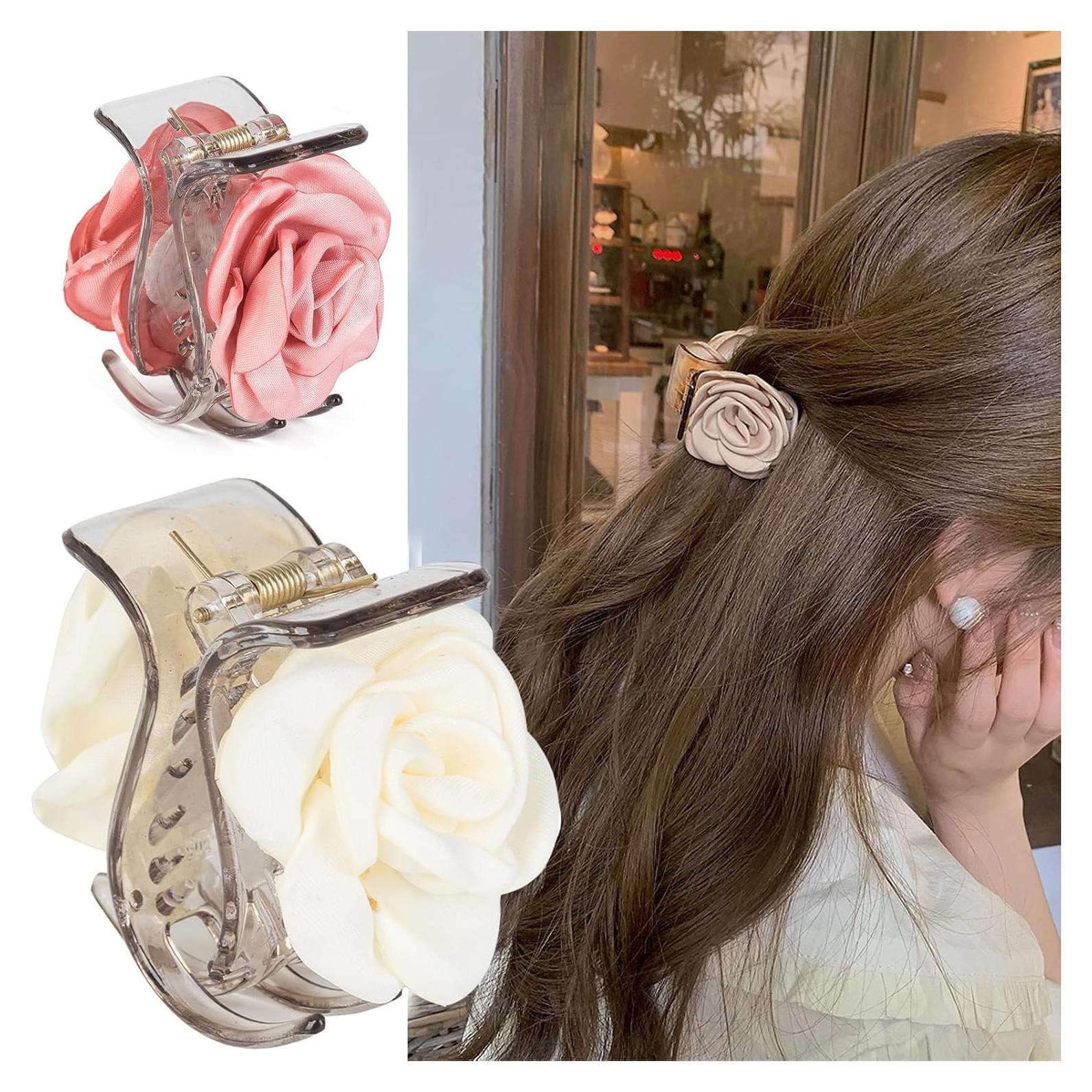 Paquete de 3 Clips de Pelo con Flor Agirlvct - 4.1 cm