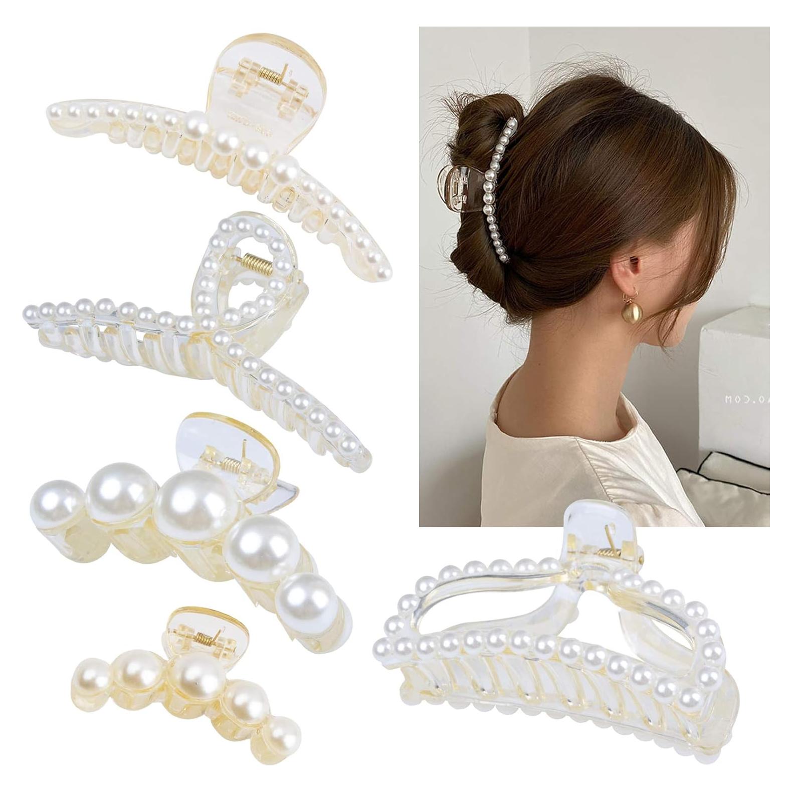DEEKA 5 Clips de Pelo de Perla para Mujeres y Niñas