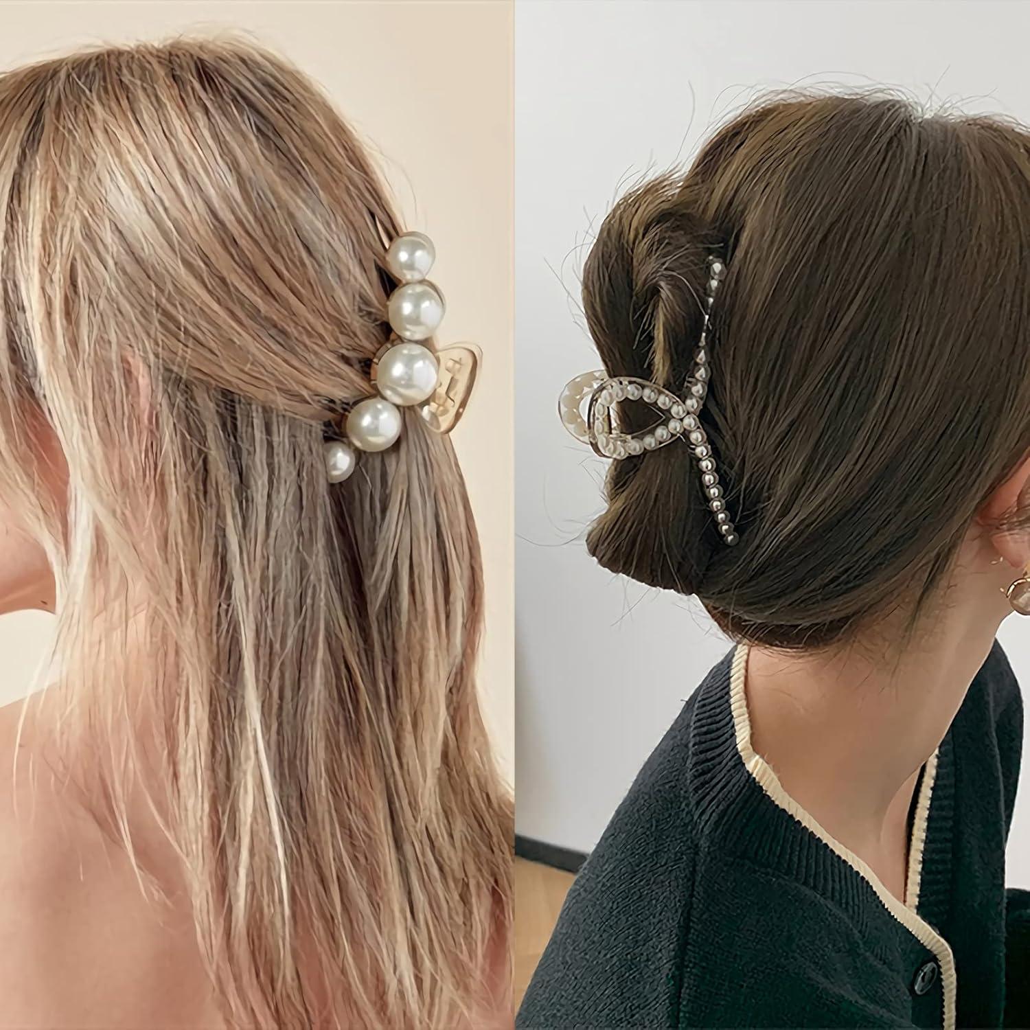 DEEKA 5 Clips de Pelo de Perla para Mujeres y Niñas