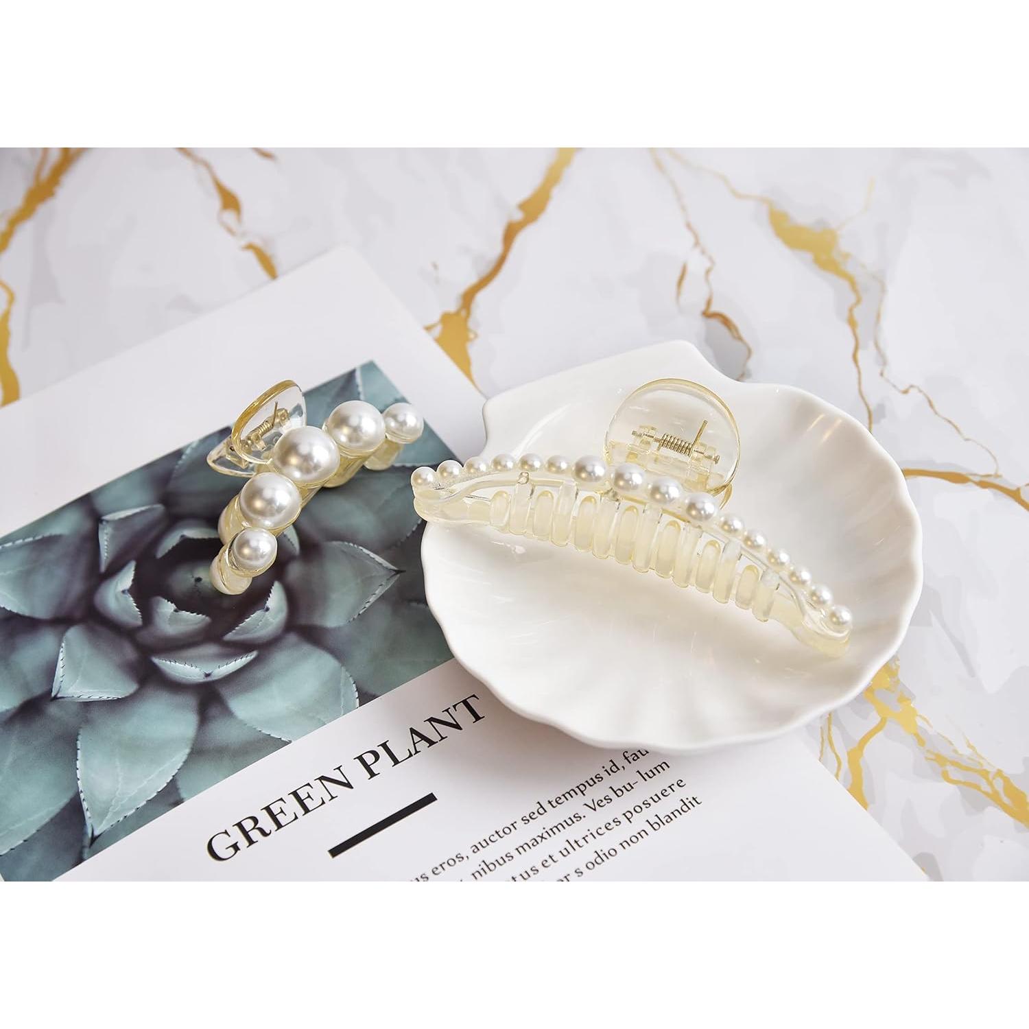 DEEKA 5 Clips de Pelo de Perla para Mujeres y Niñas