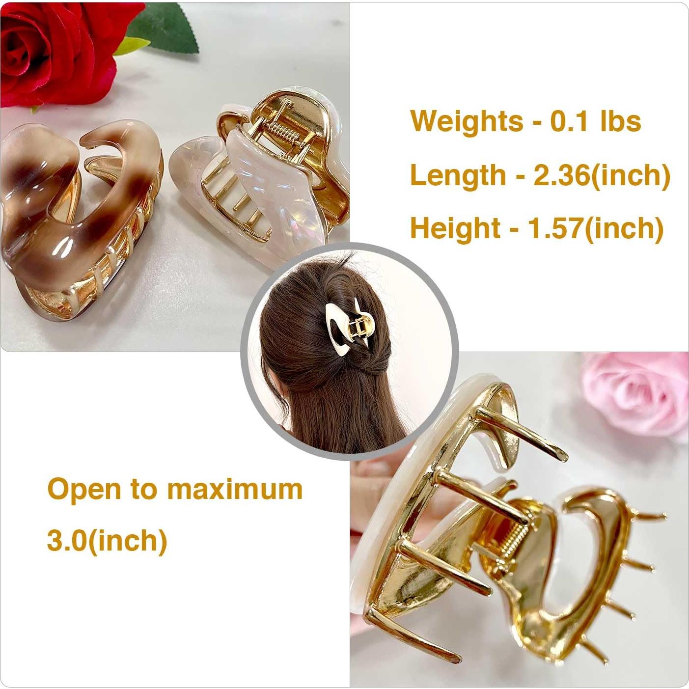 Clips de Garra de Metal Solilayx - 2 Pcs para Cabello Fino