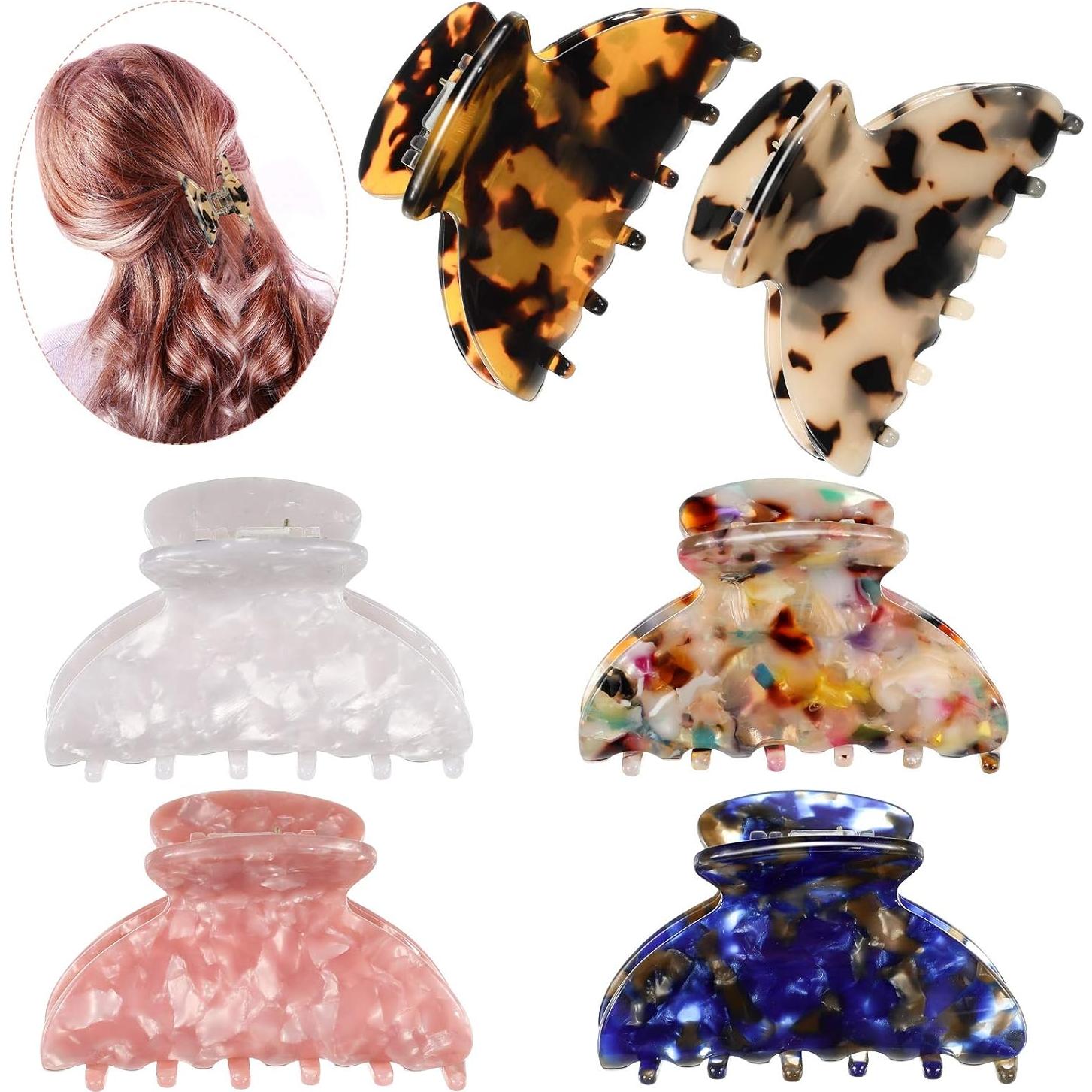 Clips de Garra Medianos WILLBOND 6 Piezas 6.5 cm Estilo Francés