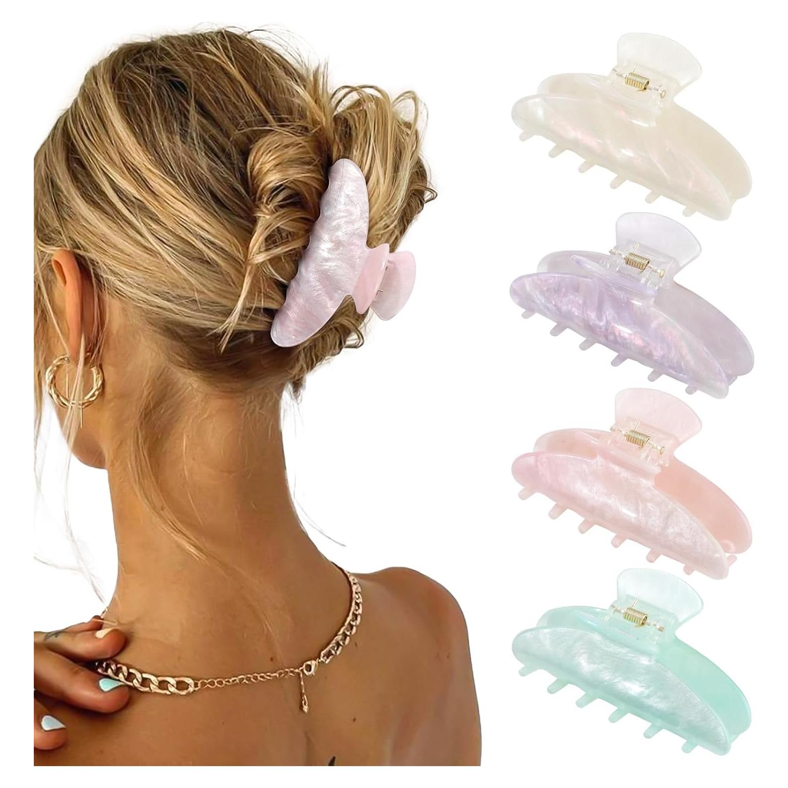 4 Clips de Garra Acrílicos HAIMEIKANG para Cabello Grueso