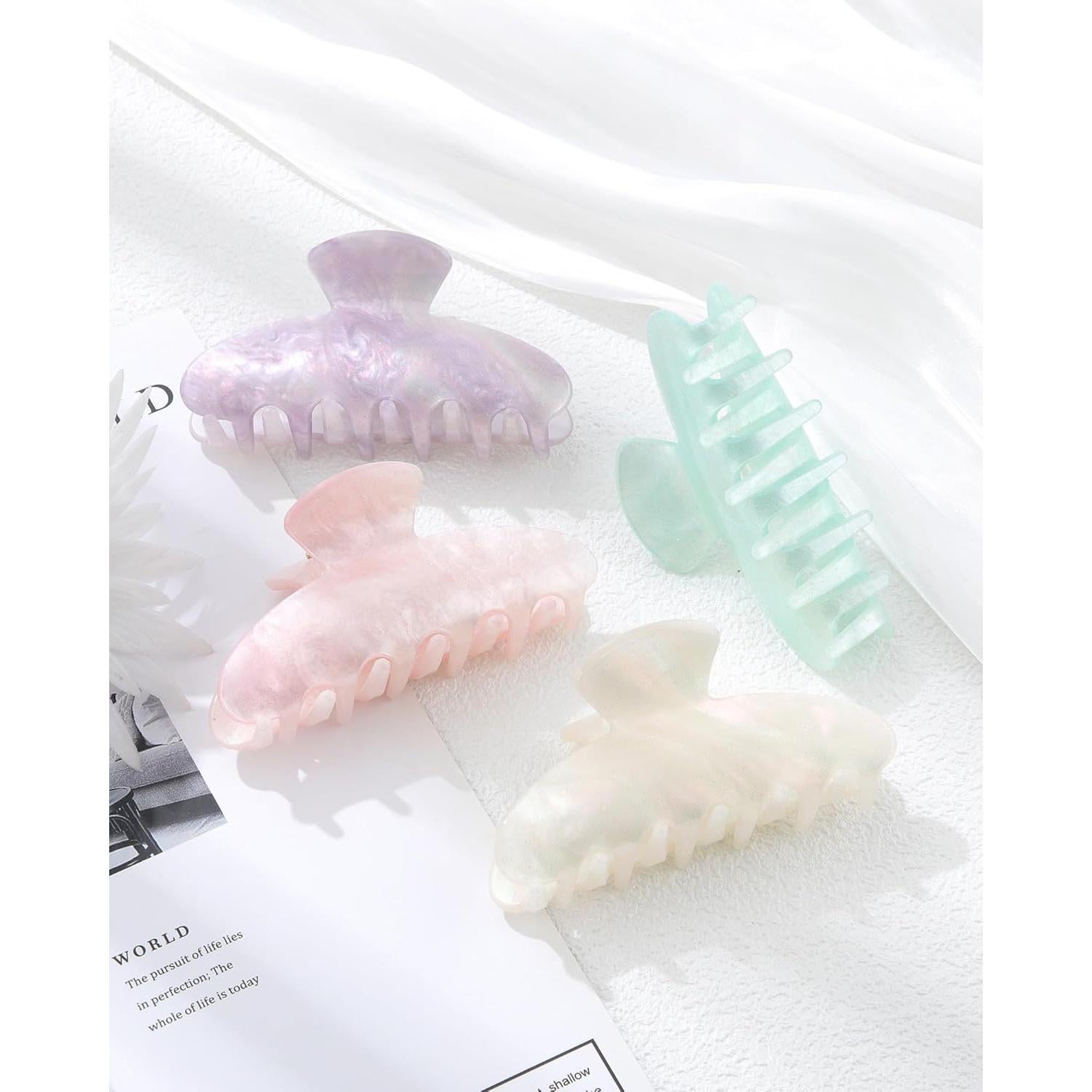 4 Clips de Garra Acrílicos HAIMEIKANG para Cabello Grueso