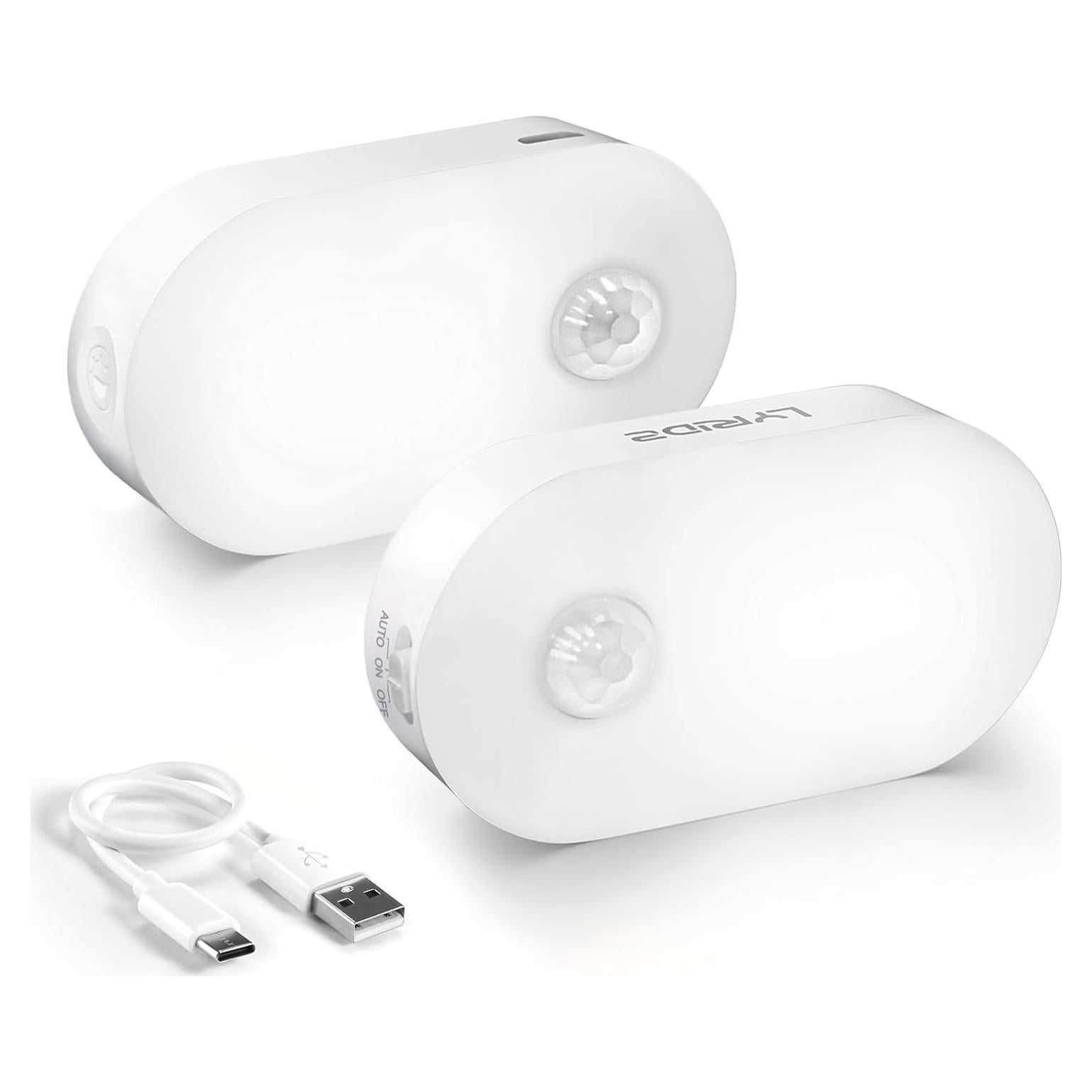 Luz Nocturna LED Recargable Lyridz con Sensor de Movimiento 2 Pcs