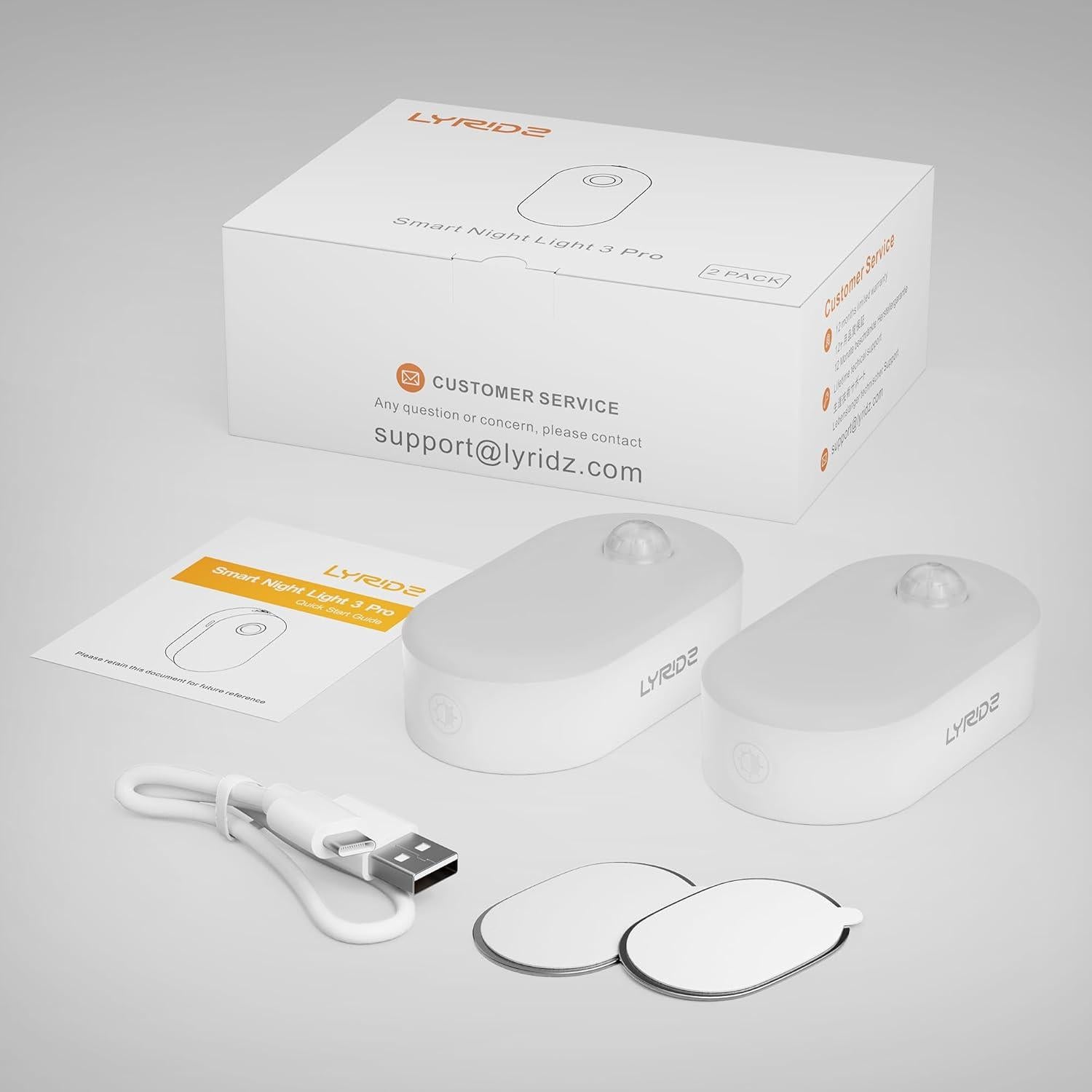 Luz Nocturna LED Recargable Lyridz con Sensor de Movimiento 2 Pcs