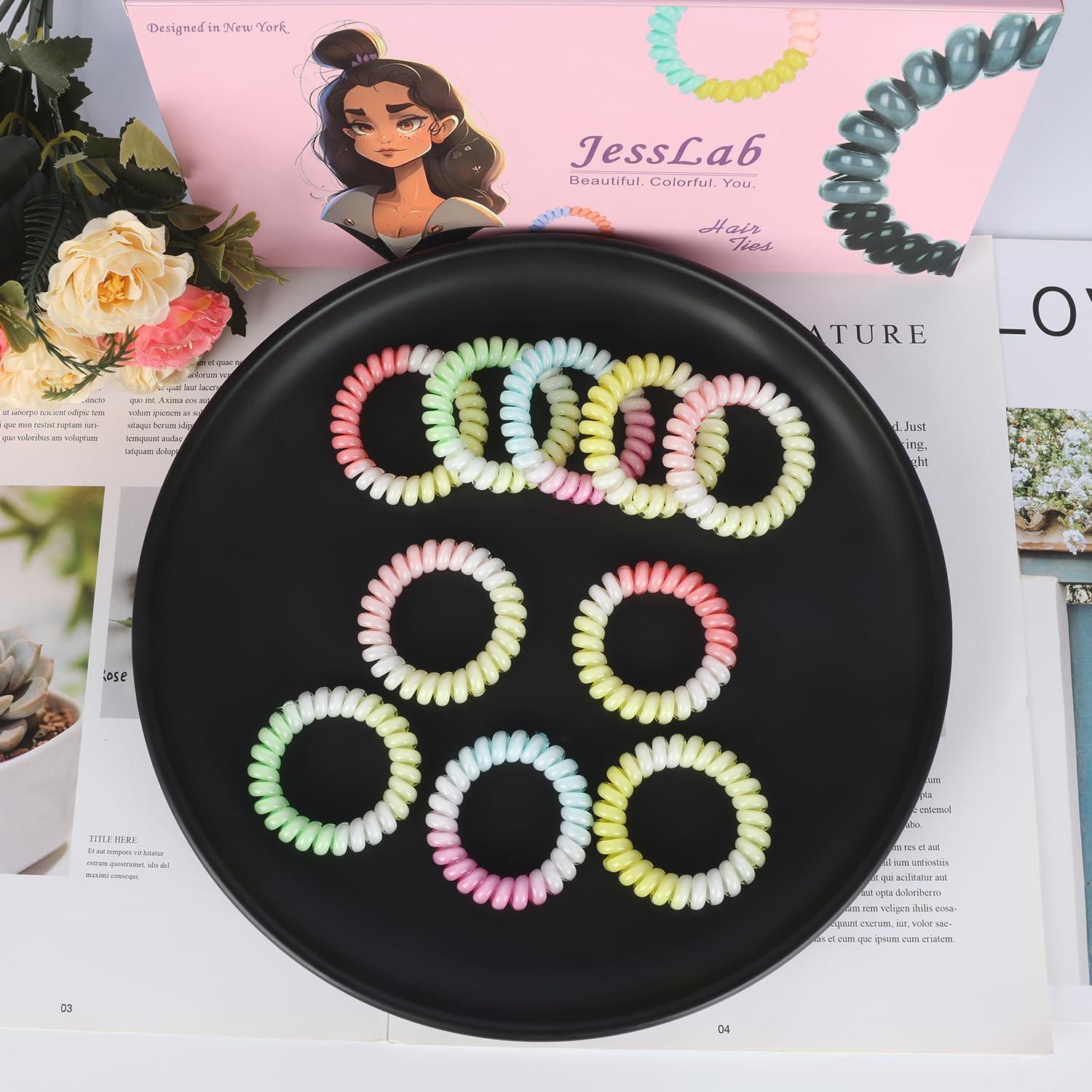 Espirales para Cabello JessLab, 10 Pcs, Sin Daño, Colores Variados