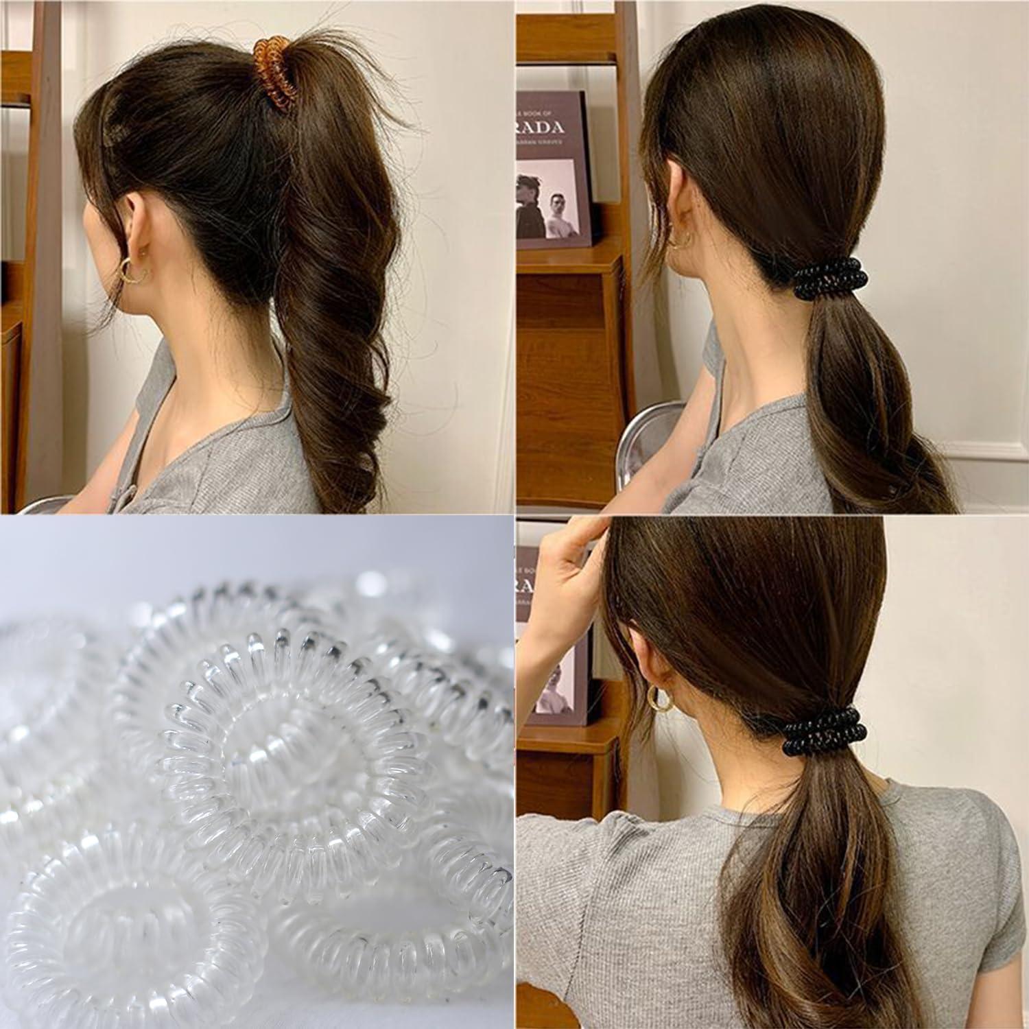 20 Gomas de Pelo Espirales Transparentes CQLIIIA Elásticas