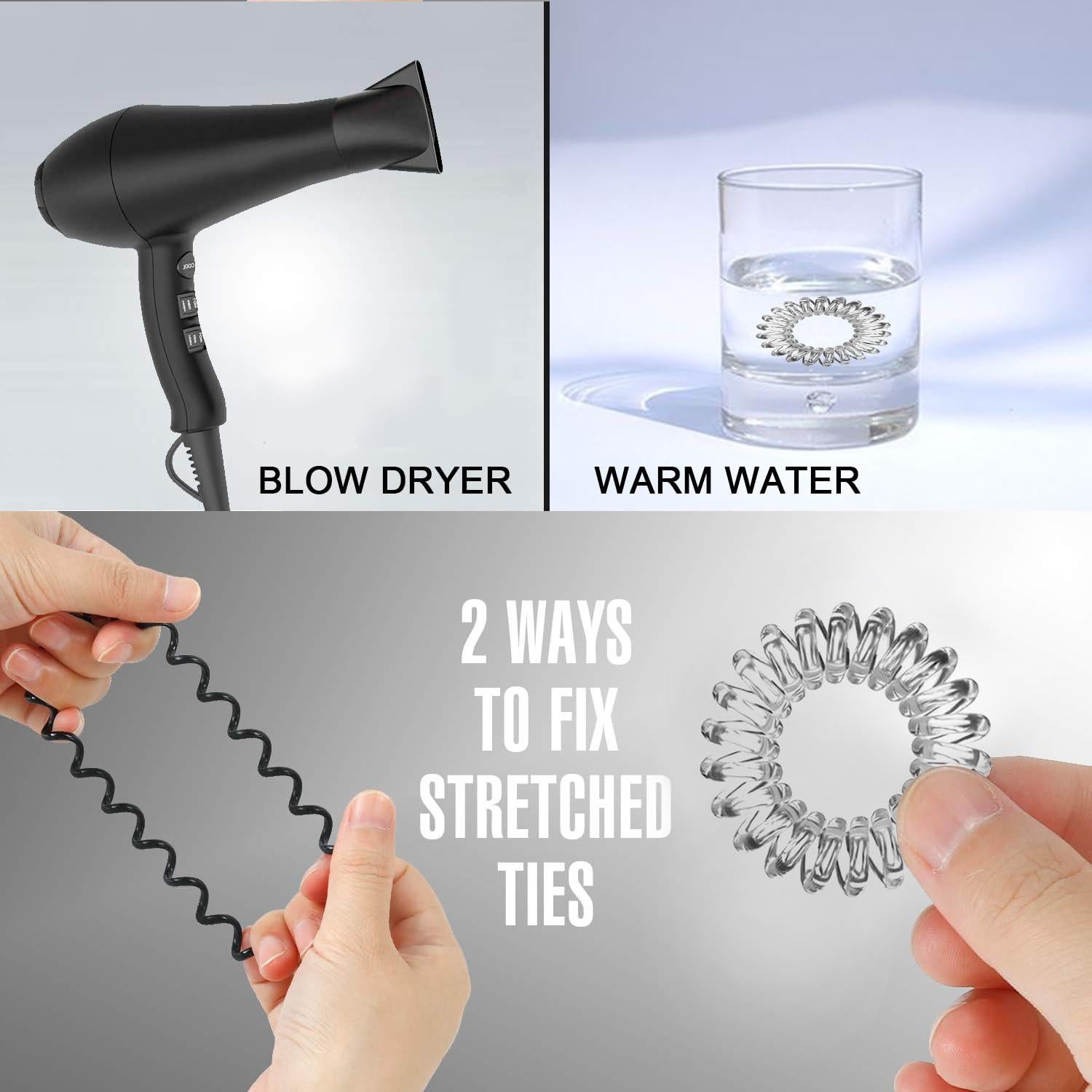 20 Gomas de Pelo Espirales Transparentes CQLIIIA Elásticas