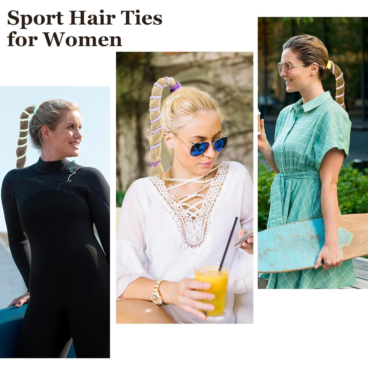 4 Gomas de Cabello Espirales Piriuuo Coloridas 101.6cm