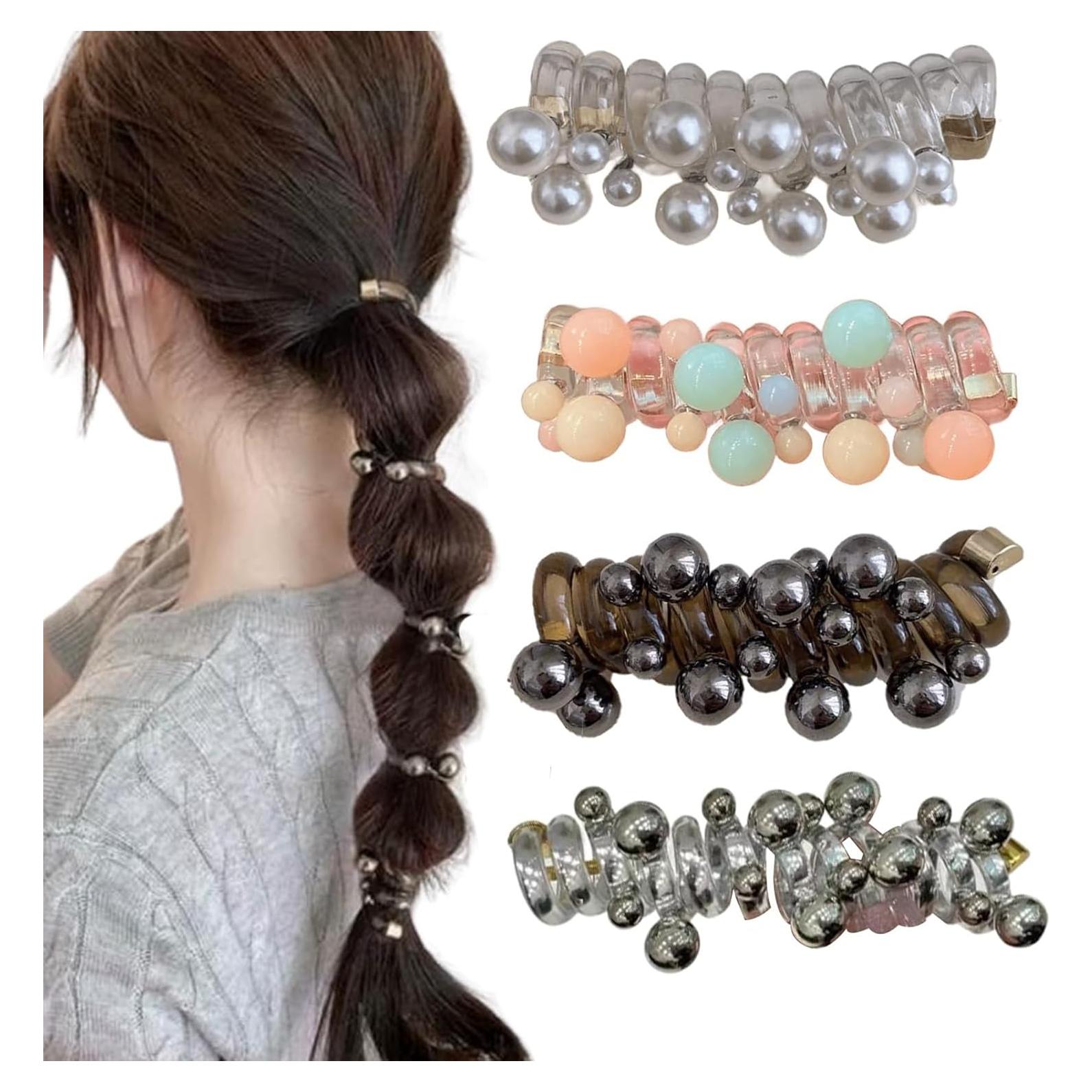 Tiras de Cabello Espirales Elásticas Suaves 4Pcs Coloridos