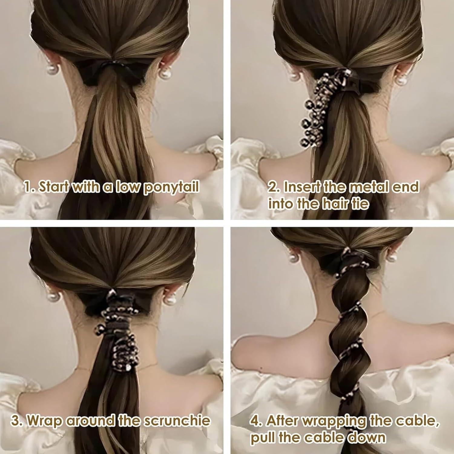 Tiras de Cabello Espirales Elásticas Suaves 4Pcs Coloridos