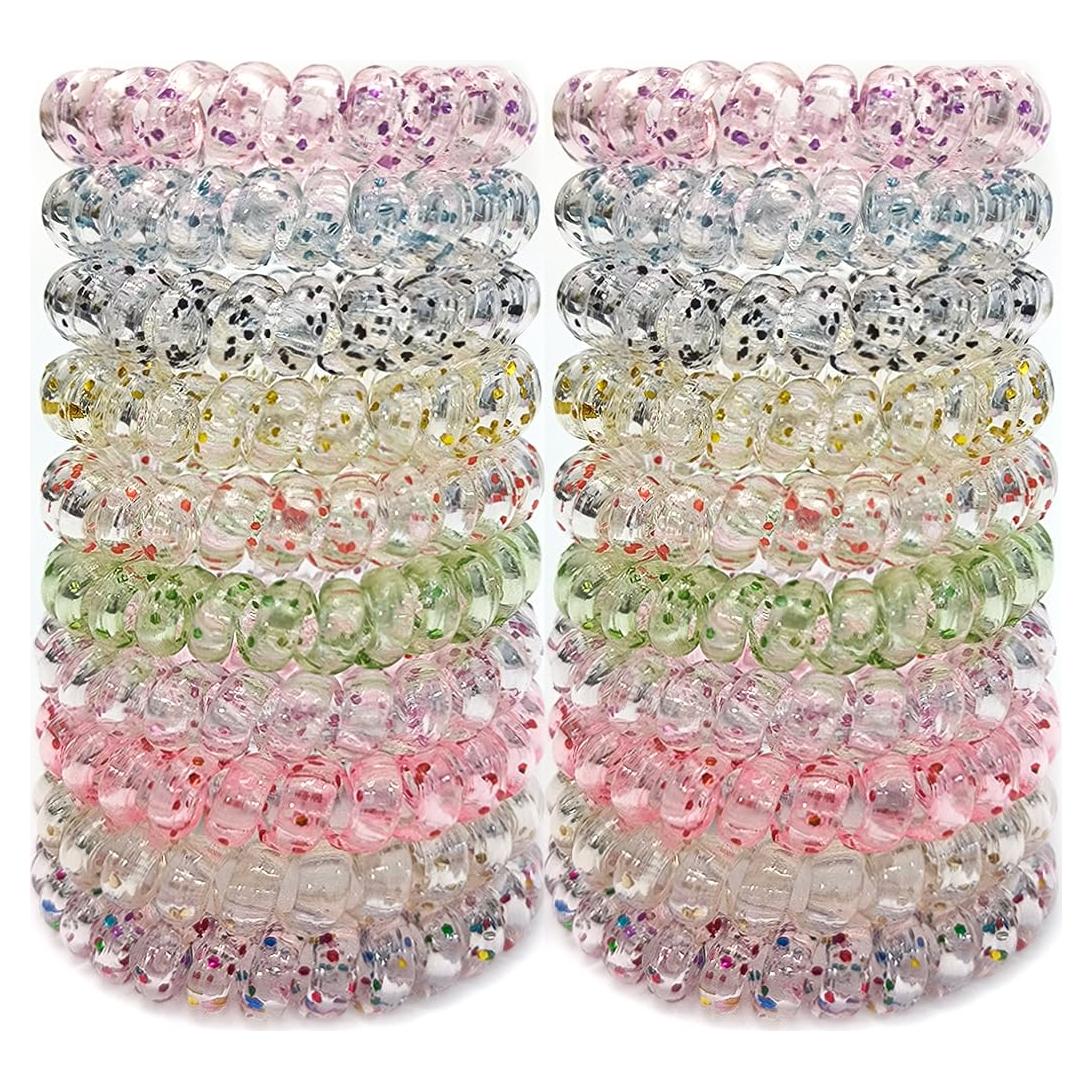 Tiras de Cabello Espirales Leenchiry - 20 Piezas Color Transparente