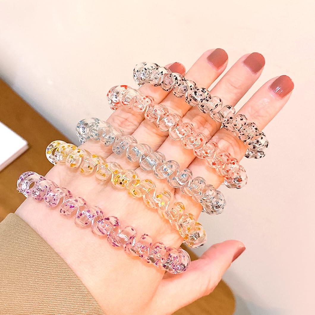 Tiras de Cabello Espirales Leenchiry - 20 Piezas Color Transparente