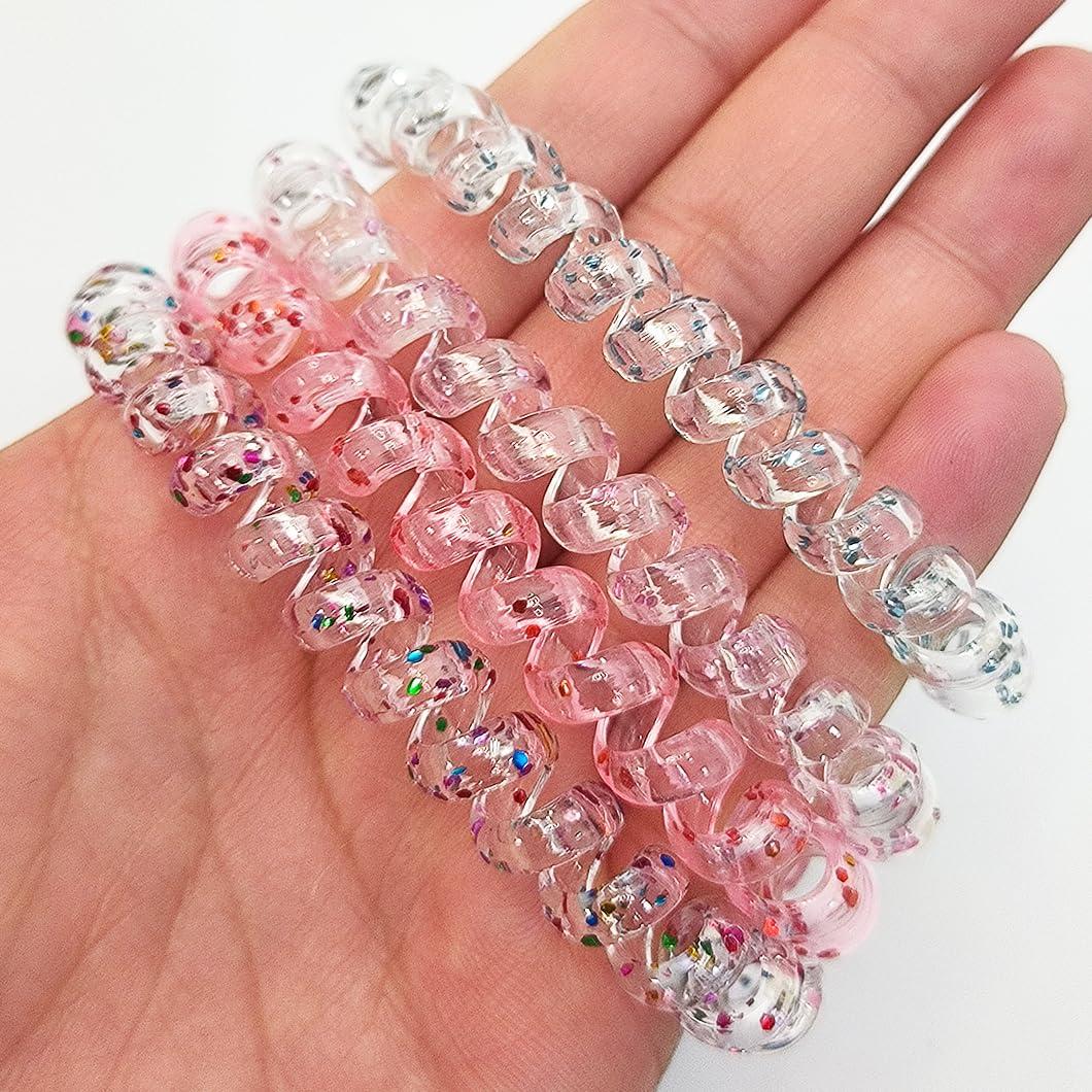 Tiras de Cabello Espirales Leenchiry - 20 Piezas Color Transparente